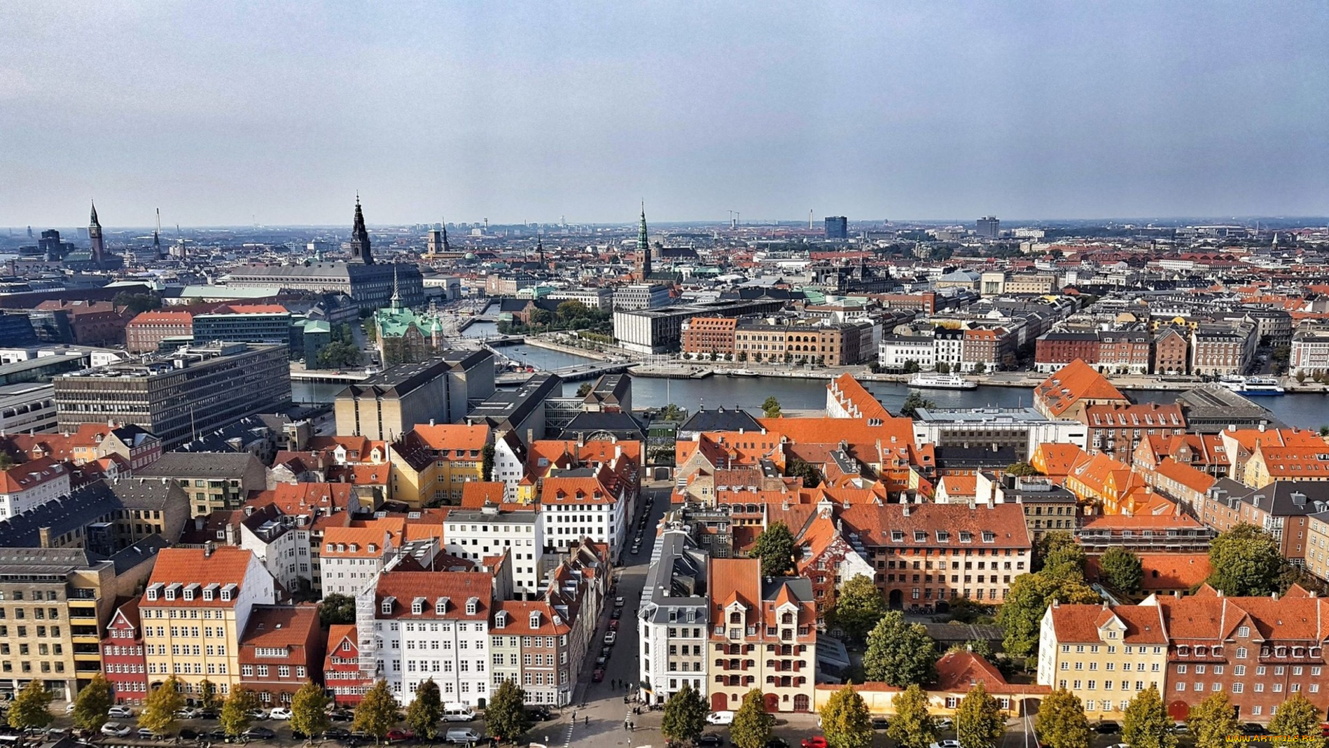 города, копенгаген, , дания, панорама