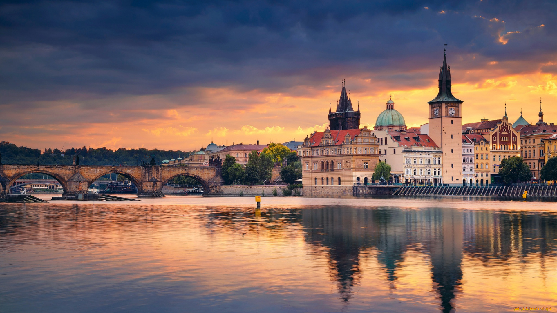 города, прага, , чехия, влтава, мост