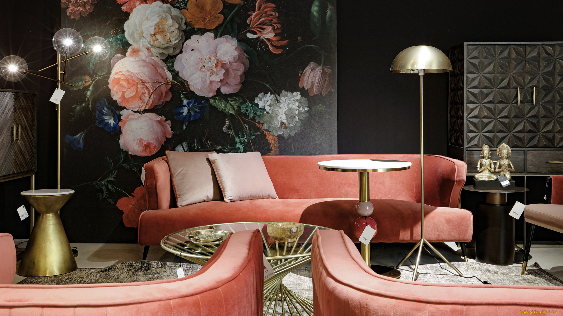 интерьер, мебель, диван, кресла, торшер