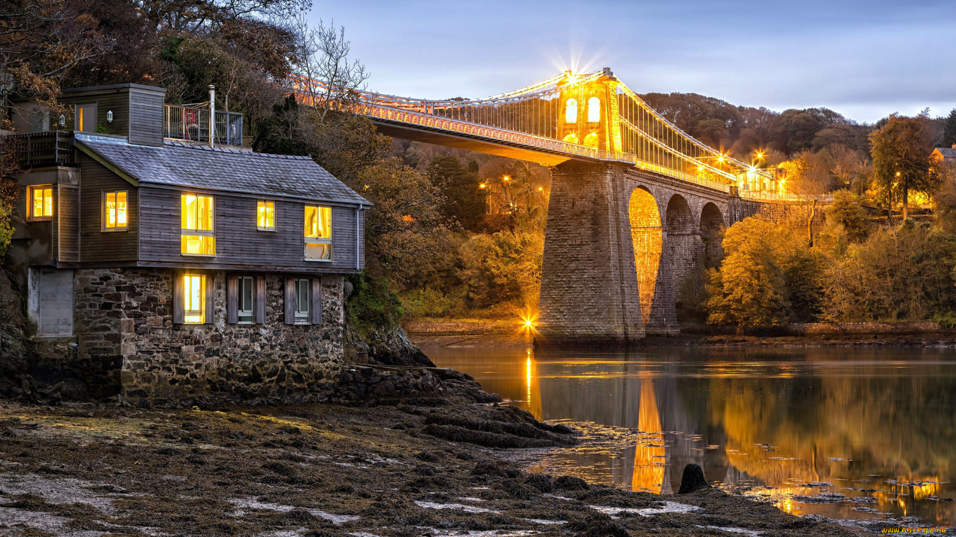 menai, suspension, bridge, wales, города, -, мосты, menai, suspension, bridge