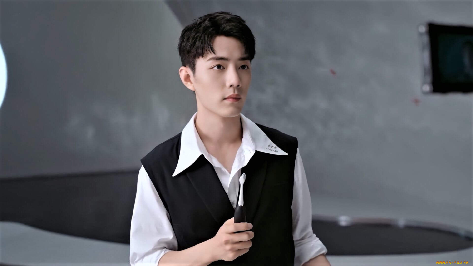 мужчины, xiao, zhan, актер, жилет, зубная, щетка