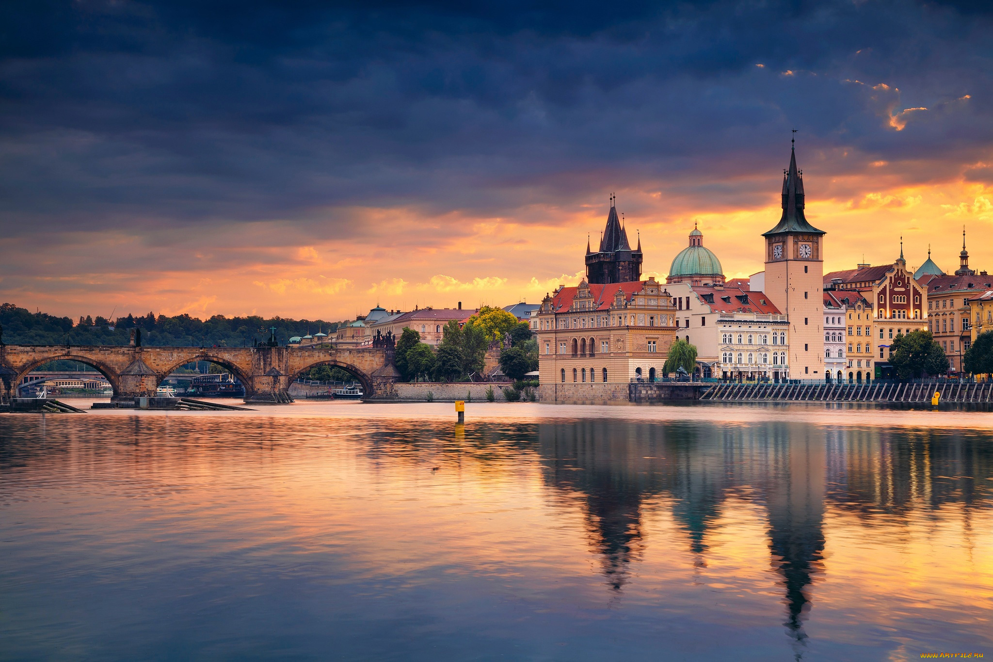 города, прага, , чехия, влтава, мост