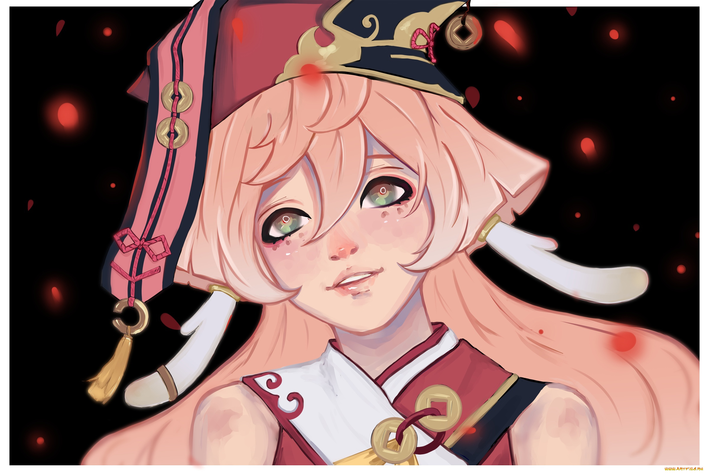 аниме, genshin, impact, девочка, лицо, шапка