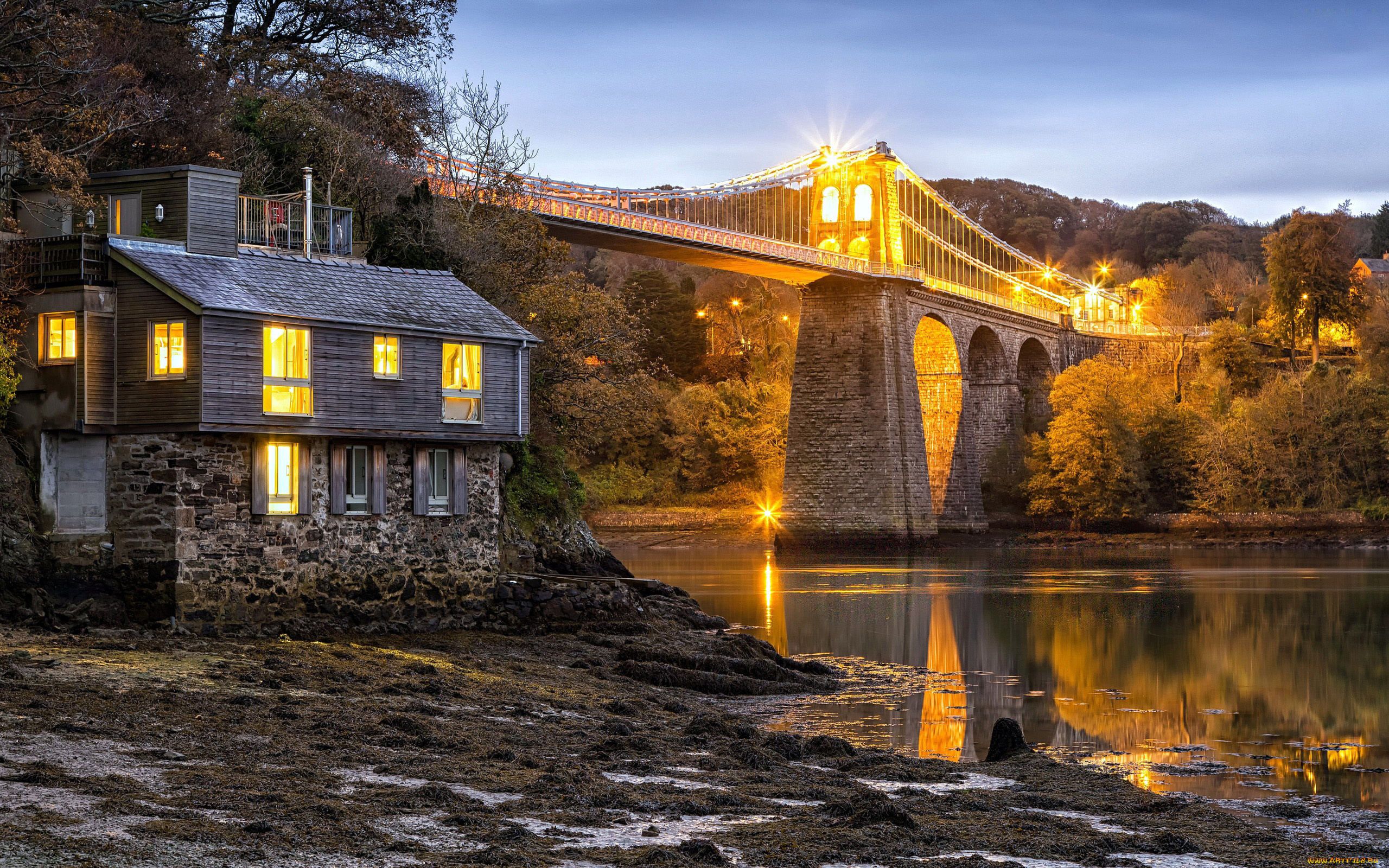 menai, suspension, bridge, wales, города, -, мосты, menai, suspension, bridge