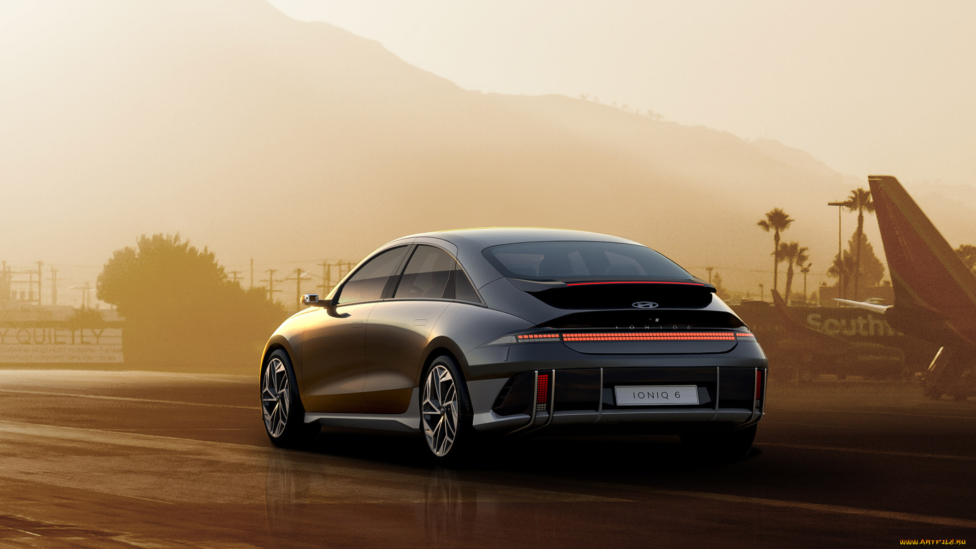 автомобили, hyundai, 2023, ioniq6, вид, сзади, экстерьер, электромобиль, новый, черный, корейские