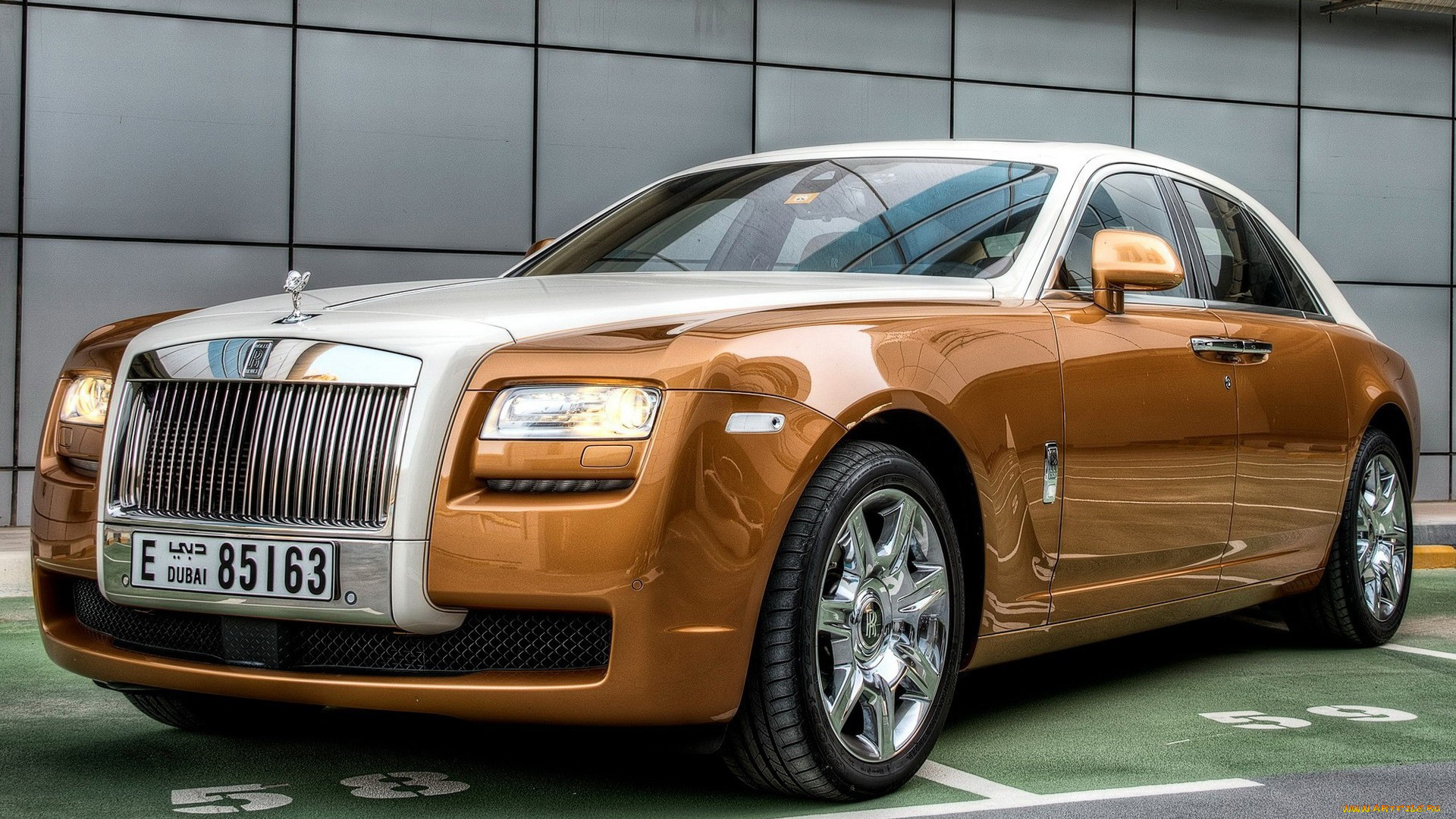 автомобили, rolls-royce, коричневый, стоянка