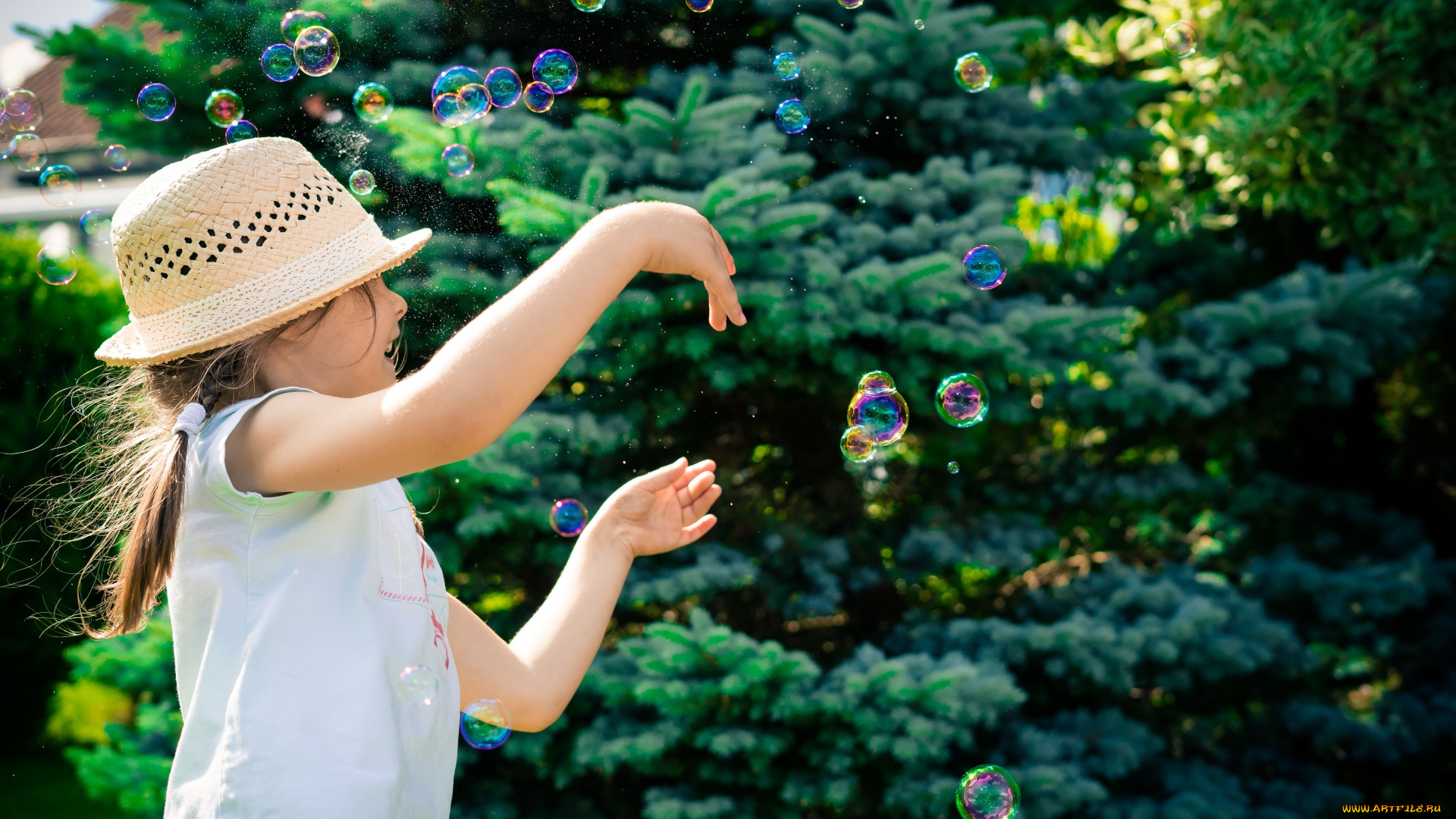 разное, дети, девочка, шляпа, пузыри, ёлка