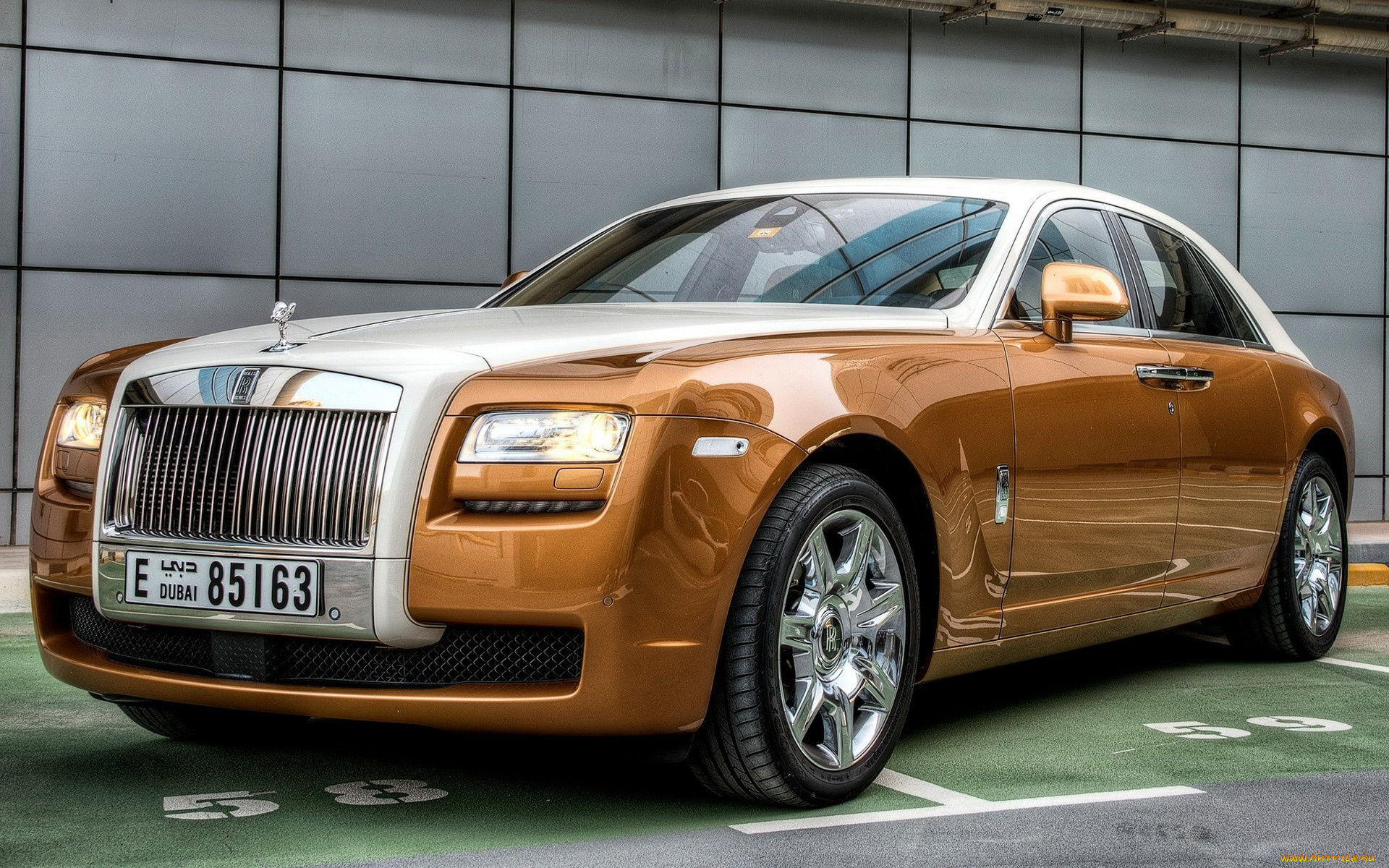автомобили, rolls-royce, коричневый, стоянка