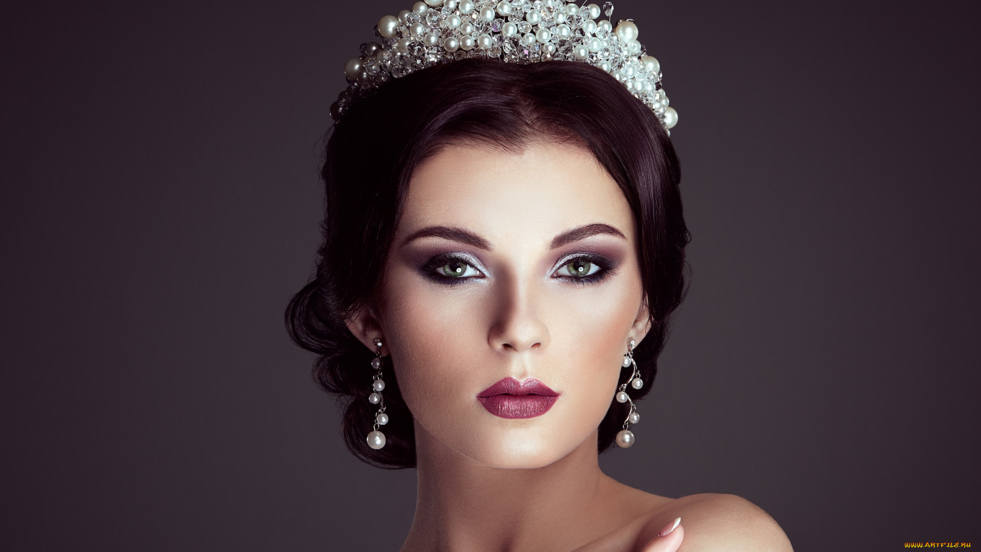 девушки, -, лица, , портреты, модель, макияж, тиара, серьги