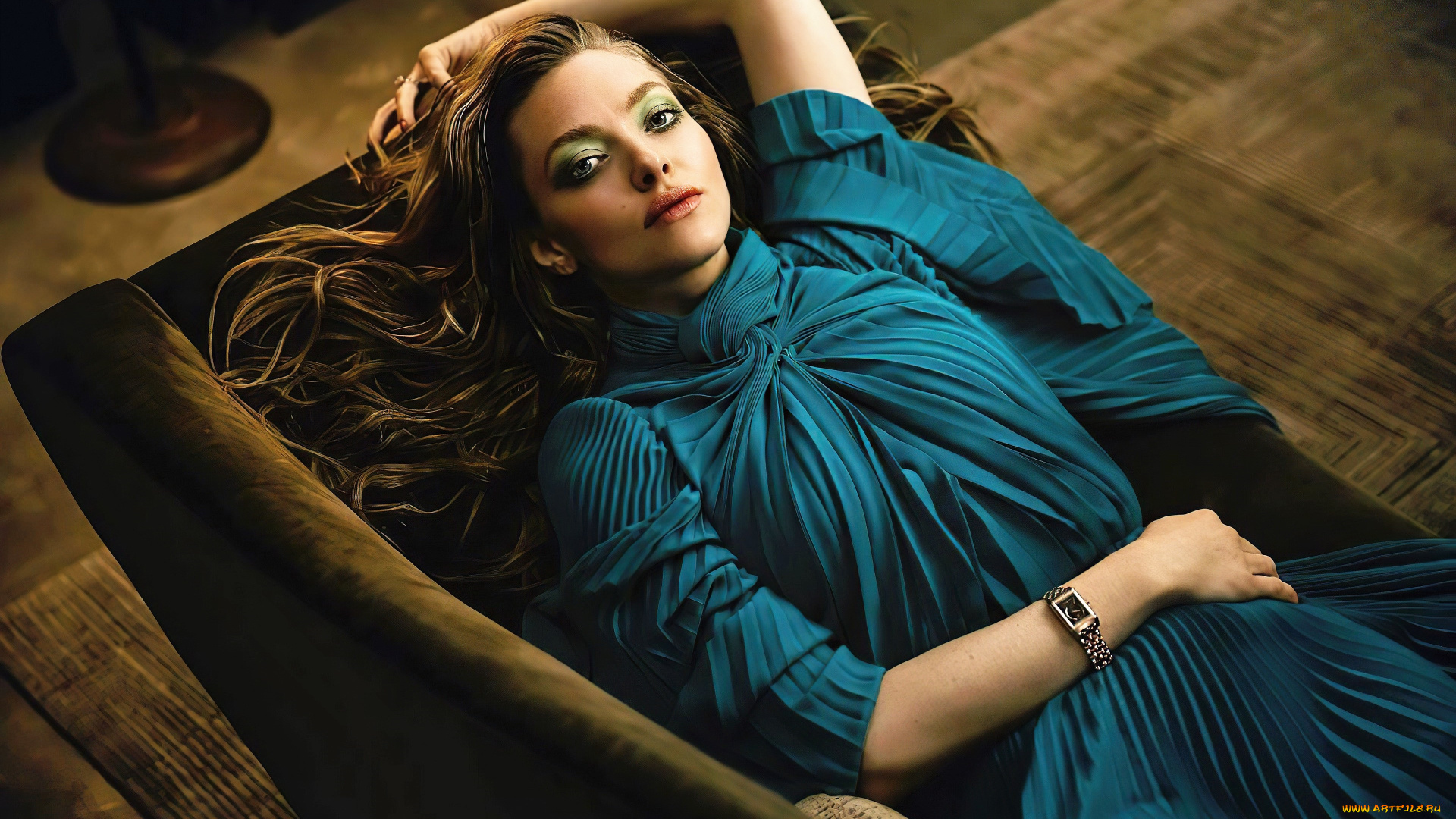 девушки, amanda, seyfried, шатенка, платье, диван