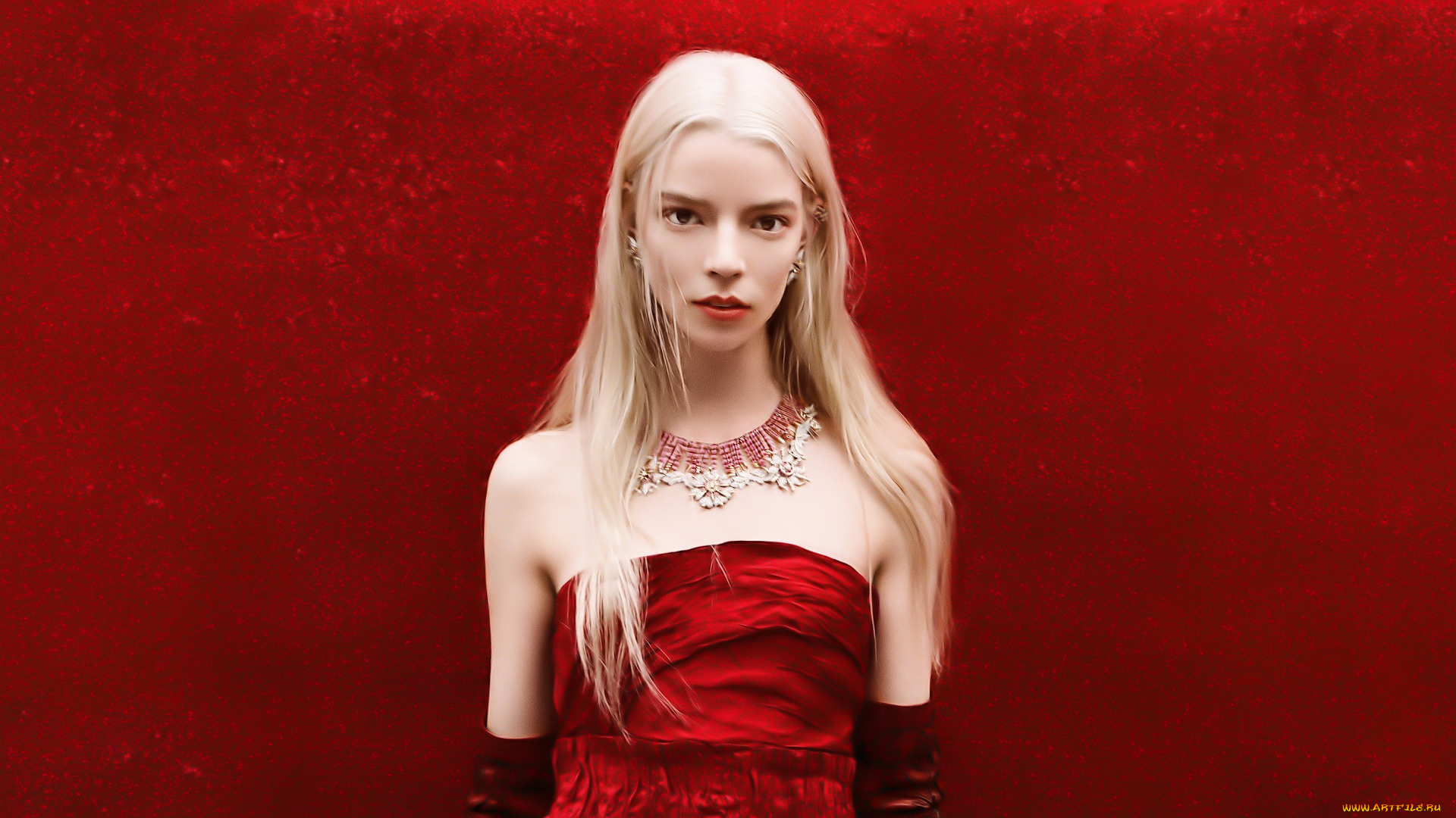 девушки, anya, taylor, joy, блондинка, платье, ожерелье