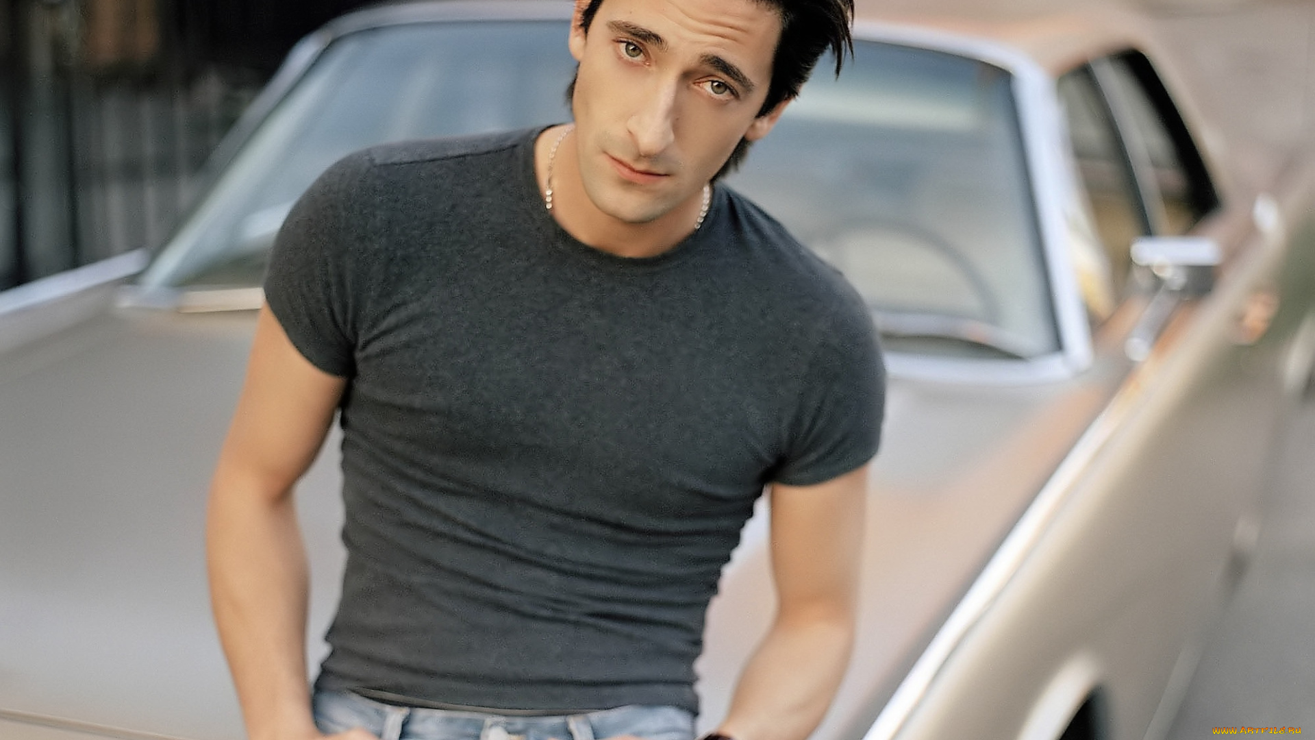 мужчины, adrien, brody, актер, футболка, джинсы, машина
