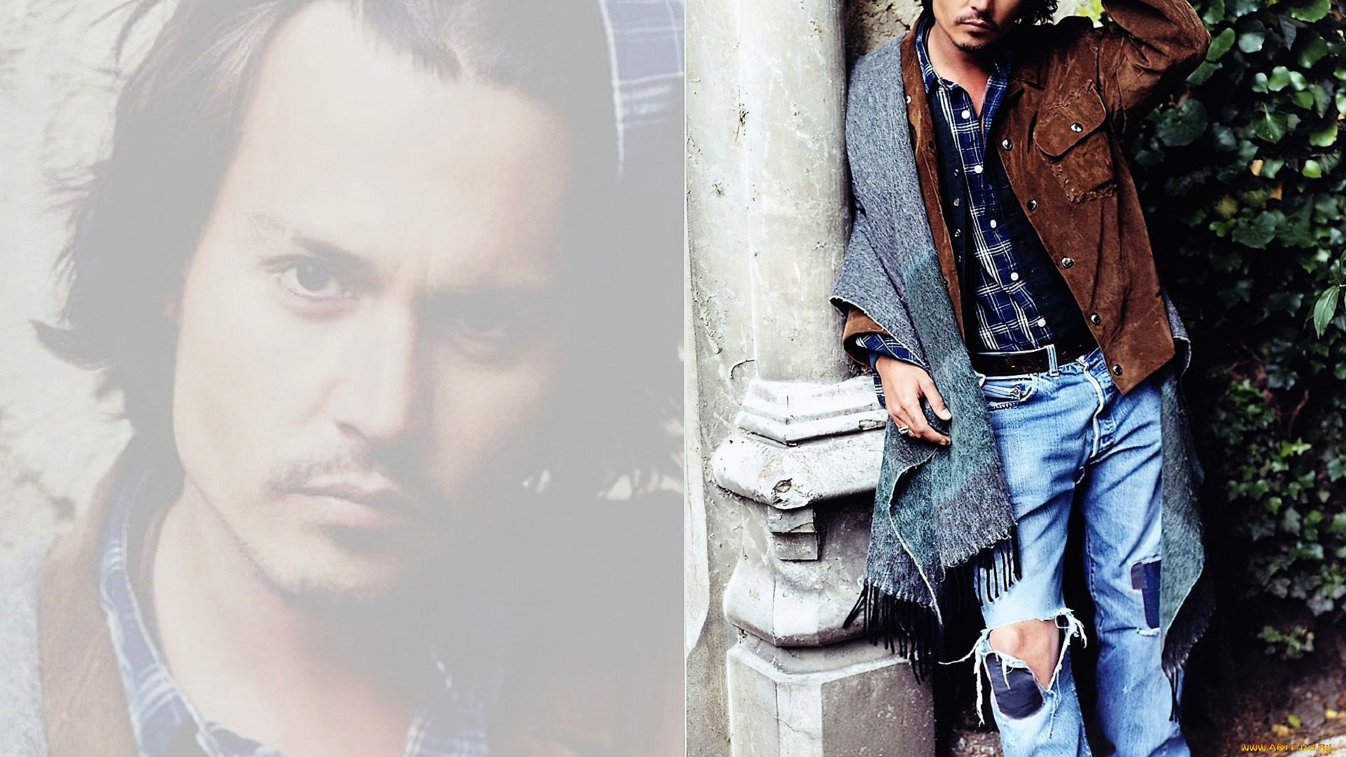 мужчины, johnny, depp, актер, куртка, шарф, джинсы, дырки