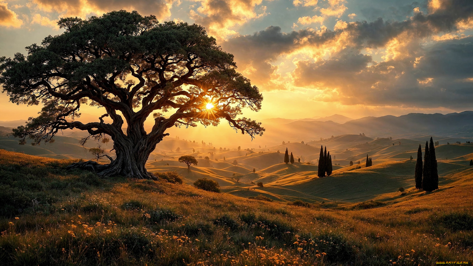 3д, графика, природа, , nature, дерево