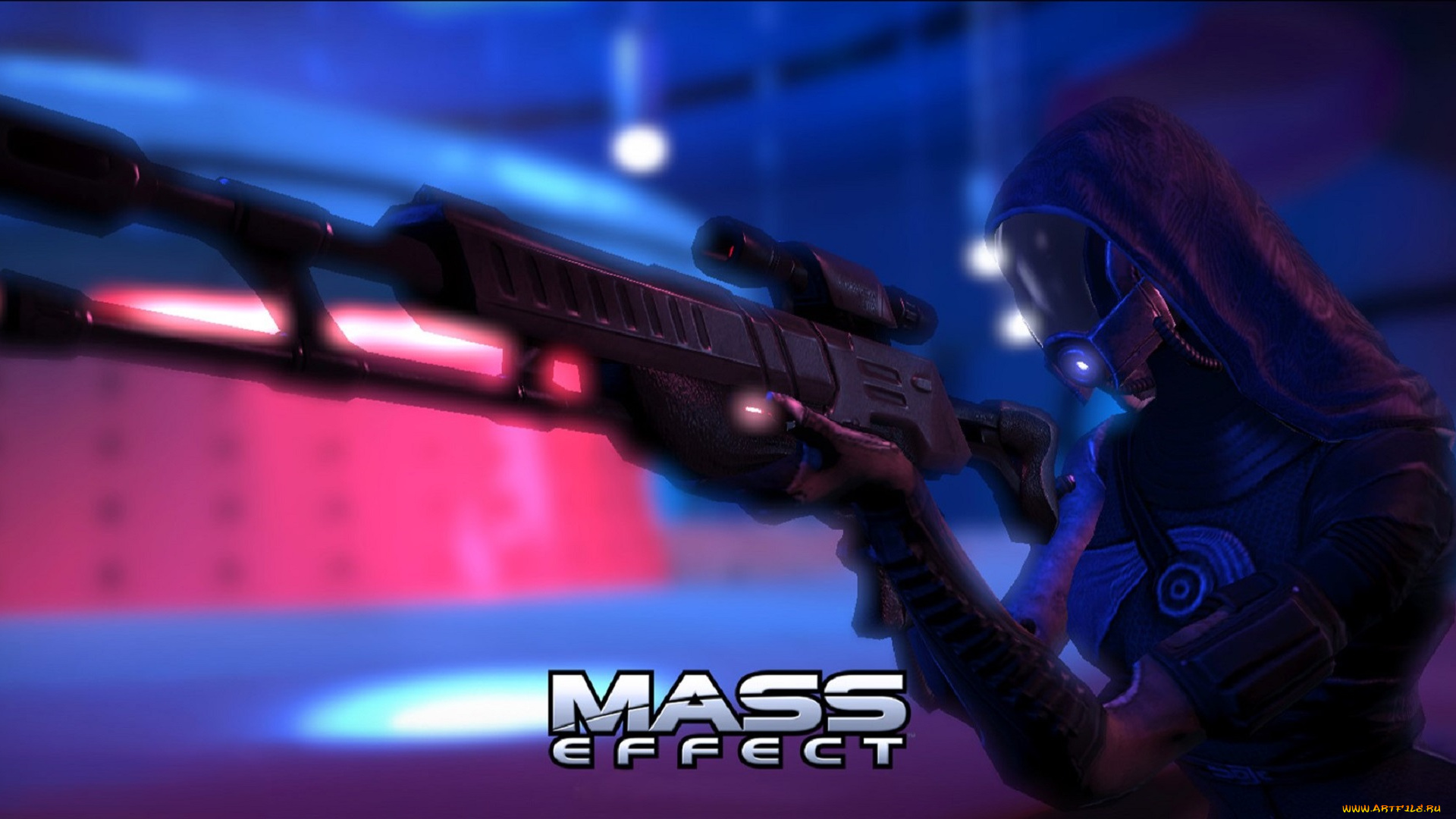 видео, игры, mass, effect, женщина, броня, оружие, неон