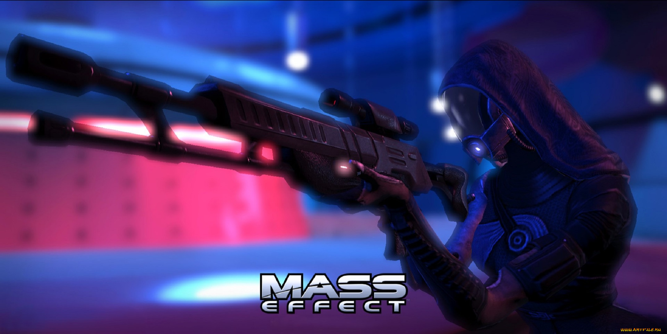 видео, игры, mass, effect, женщина, броня, оружие, неон