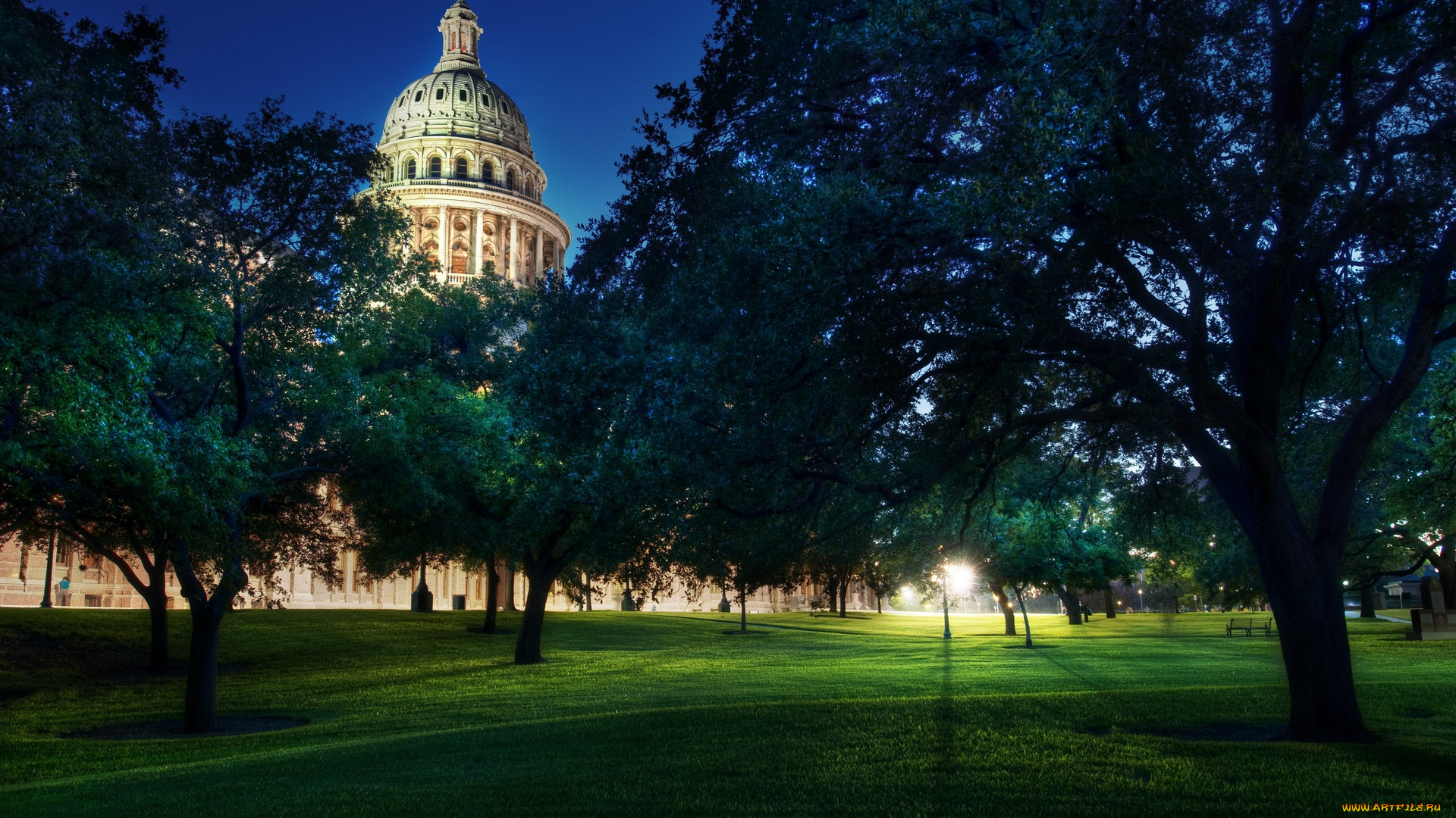 the, capitol, on, night, города, вашингтон, сша