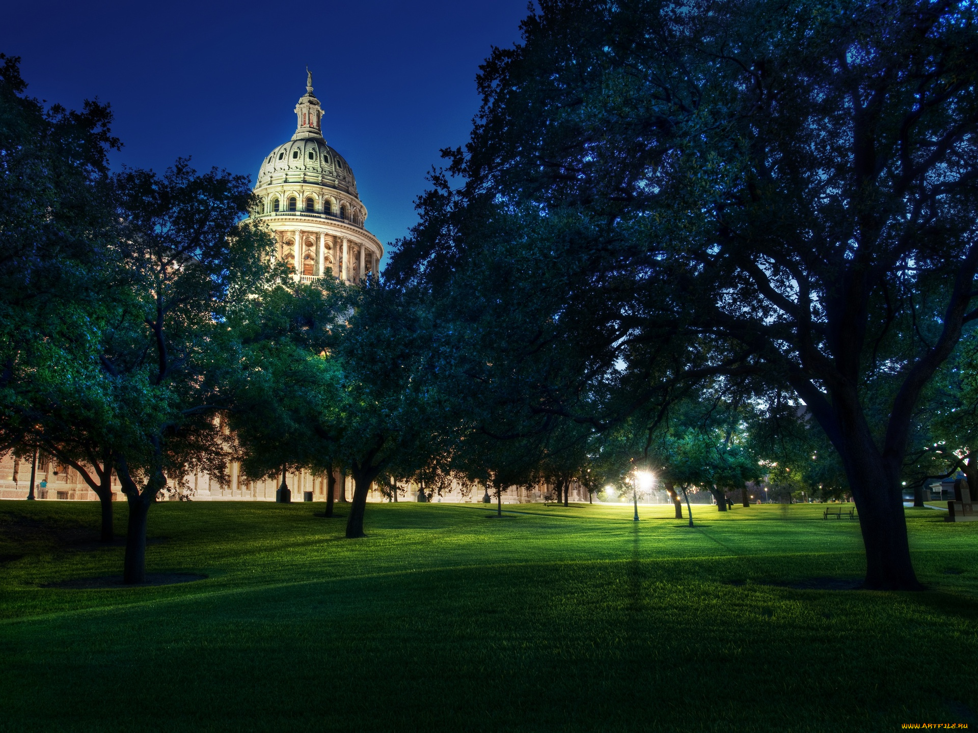 the, capitol, on, night, города, вашингтон, сша
