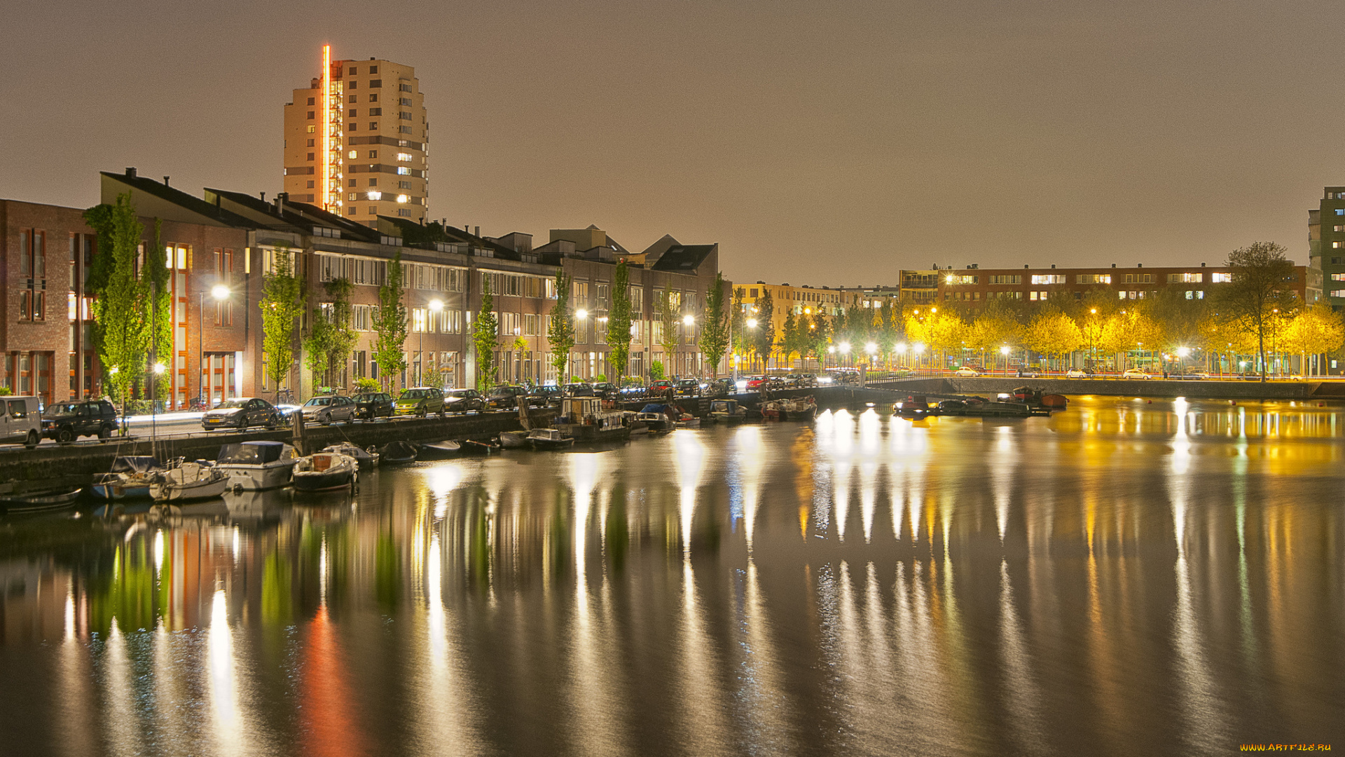 amsterdam, the, netherlands, города, амстердам, нидерланды, гавань, ночной, город