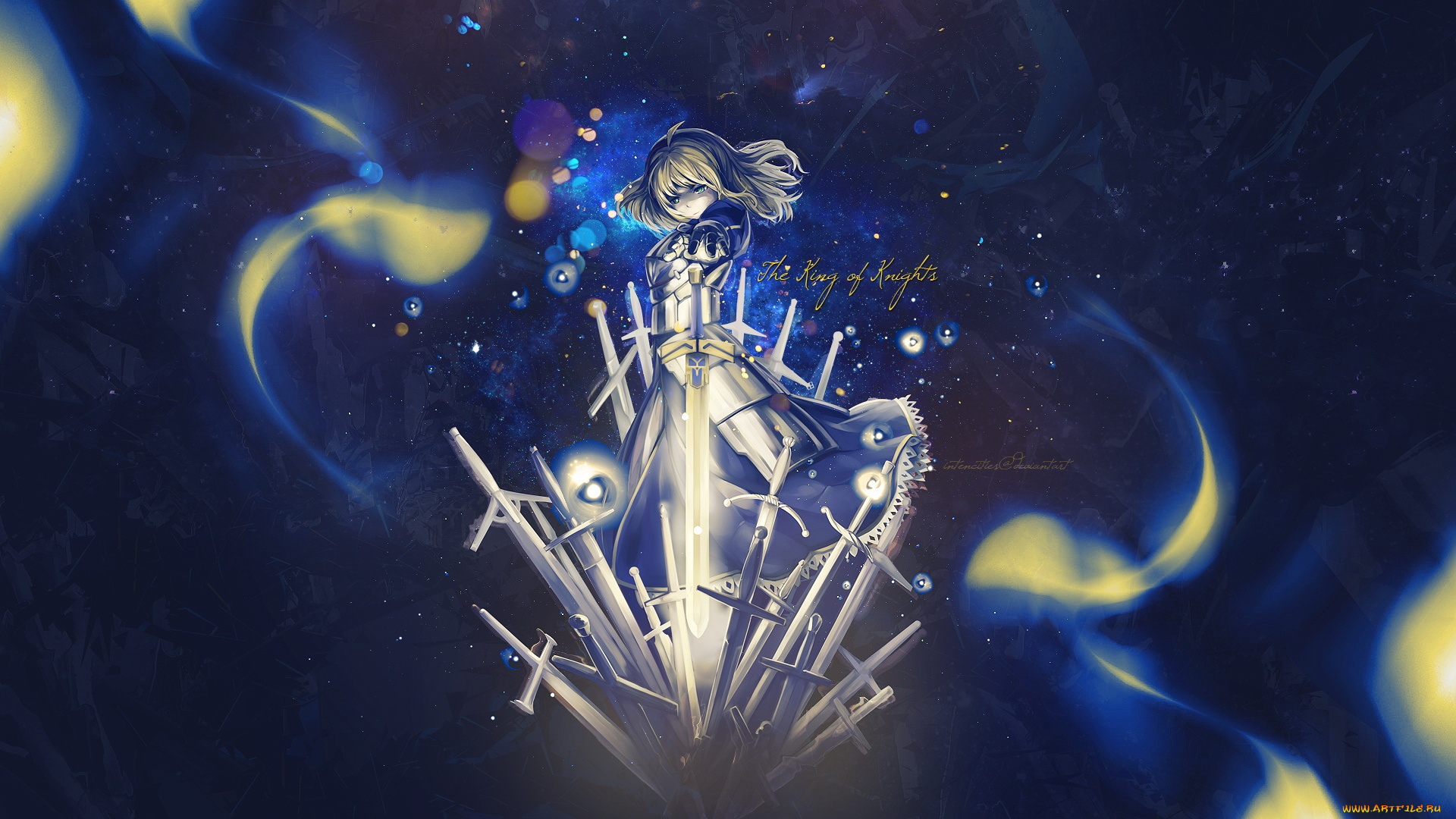 аниме, fate, zero, девушка, мечи