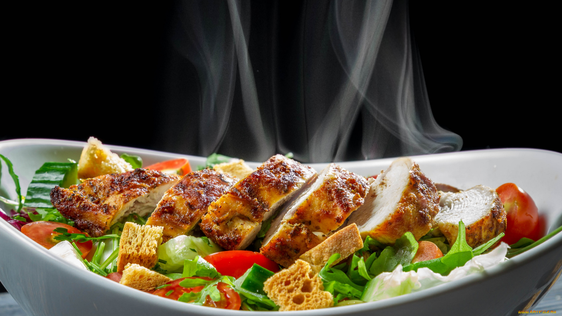 еда, салаты, закуски, курица, куриное, филе, овощи, салат