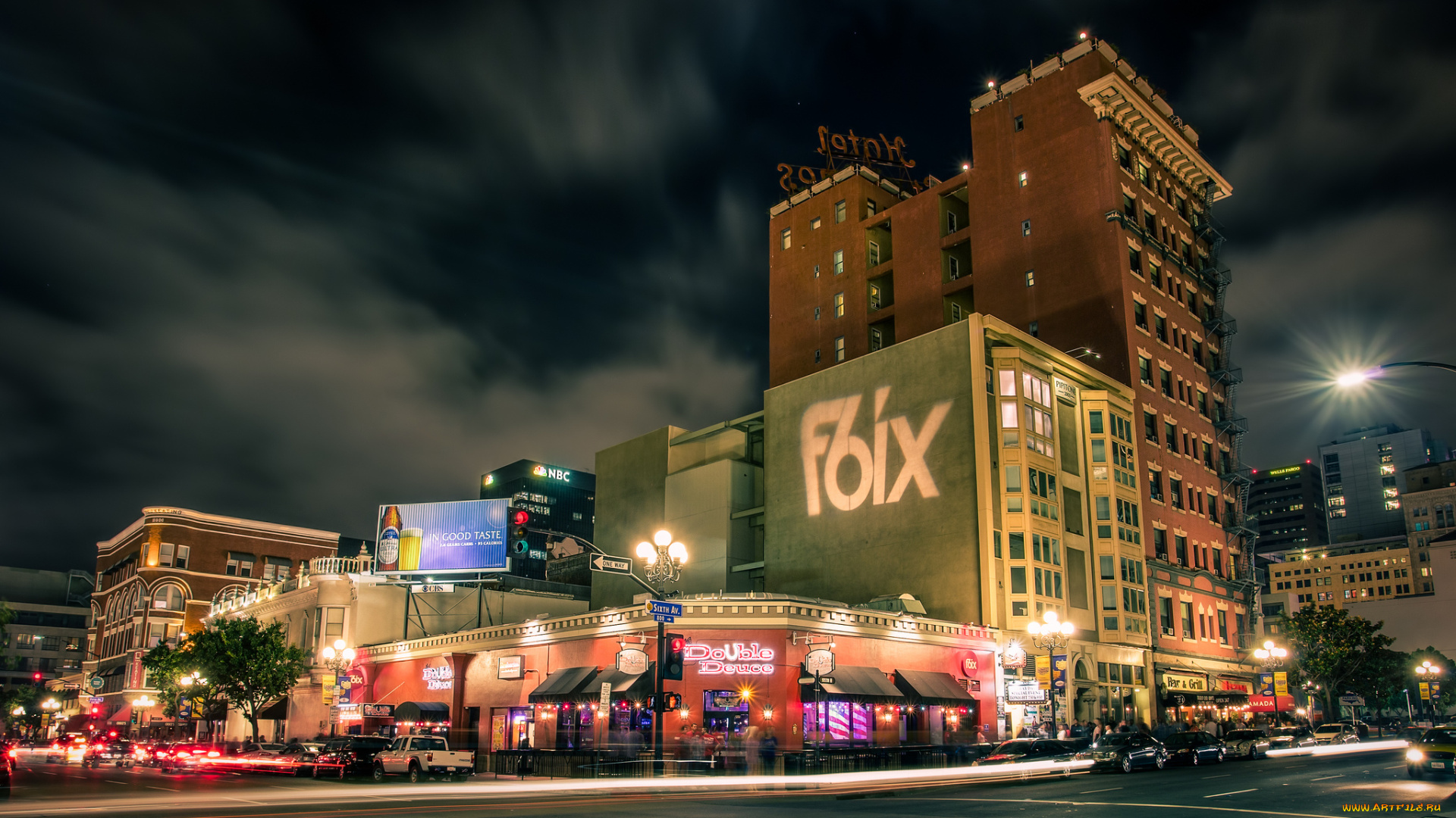 города, сан, диего, сша, здание, ночь