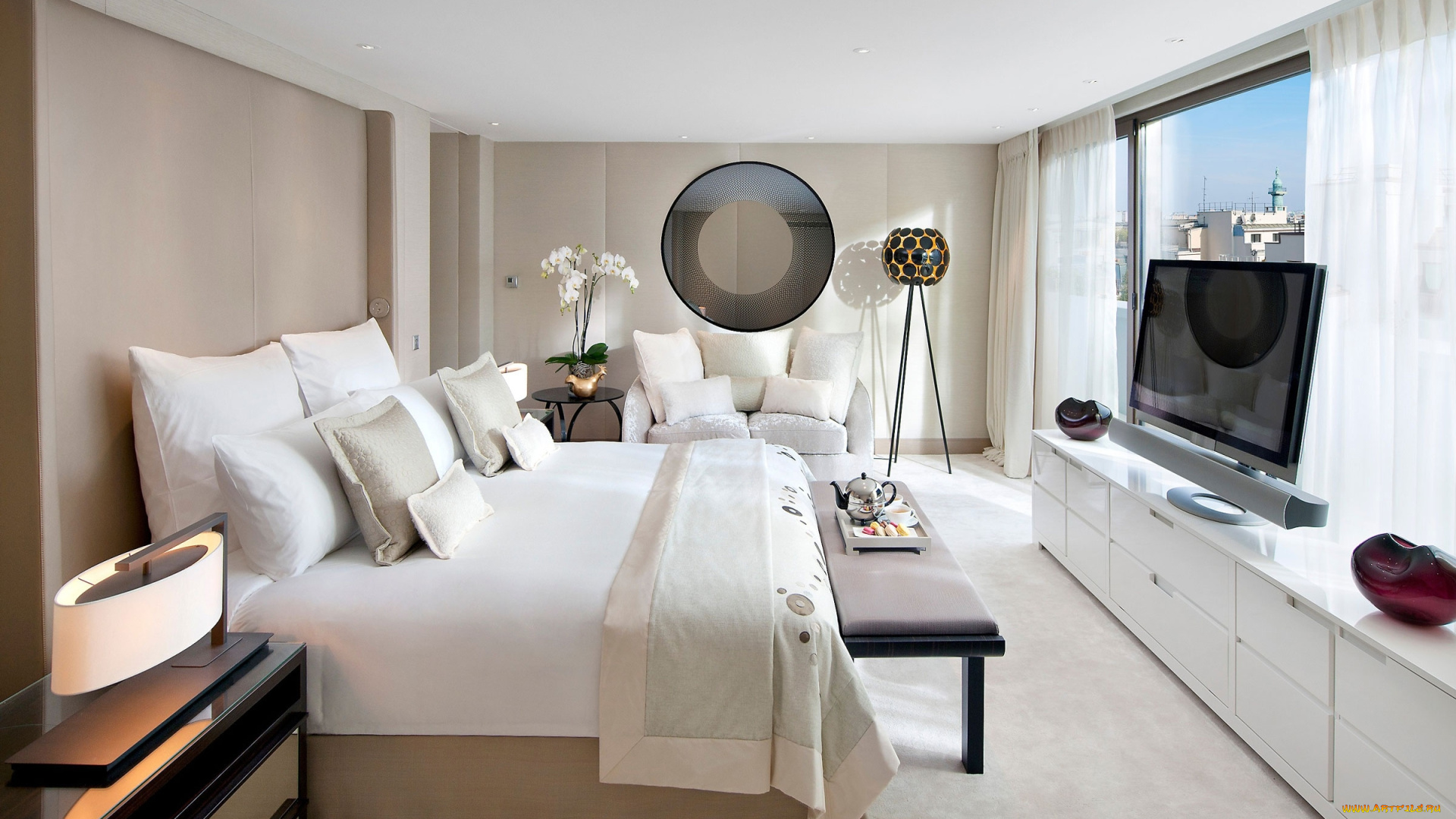 интерьер, спальня, кровать, подушки