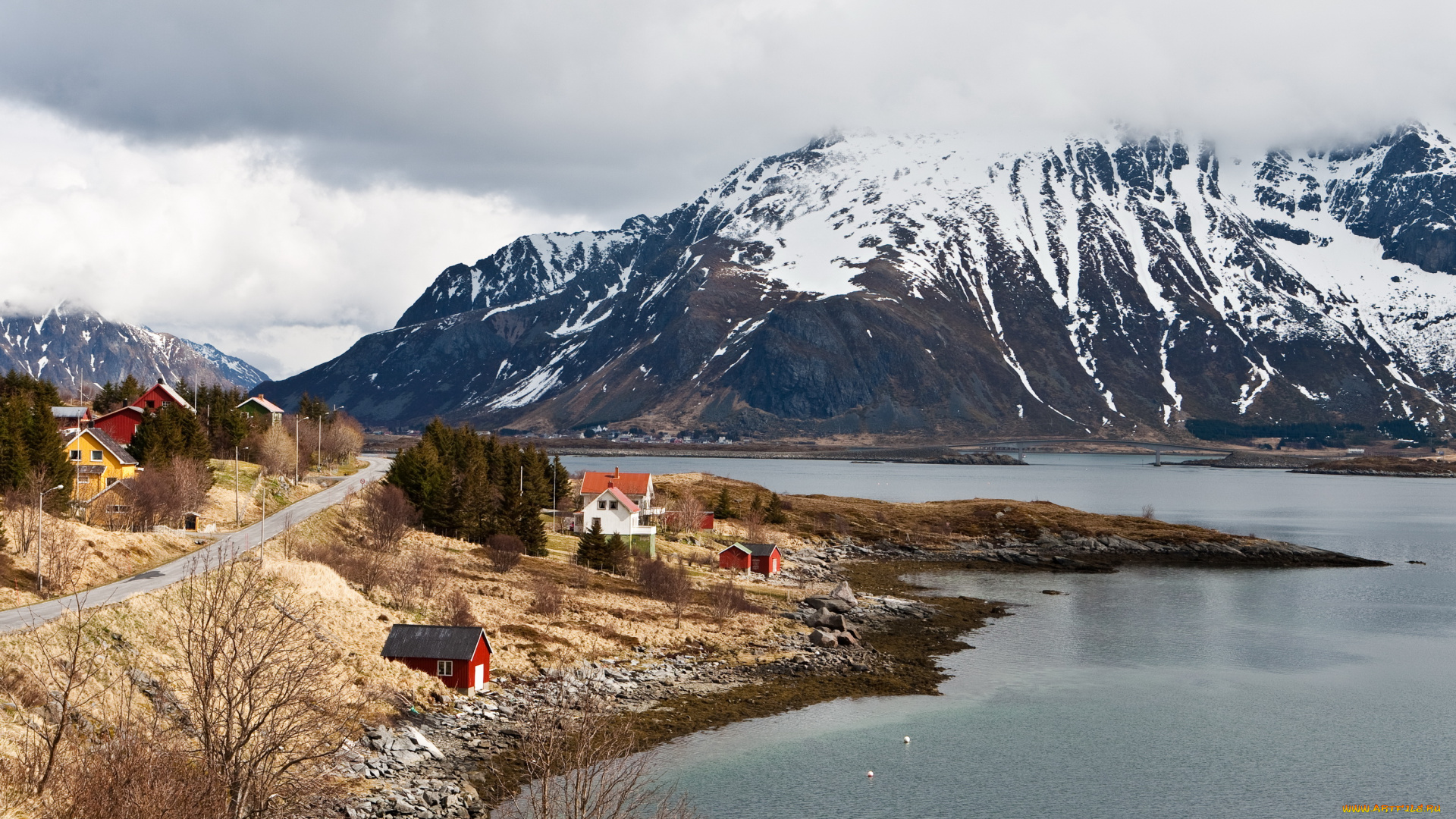 lofoten, islands, norway, природа, пейзажи, озеро, остров, горы