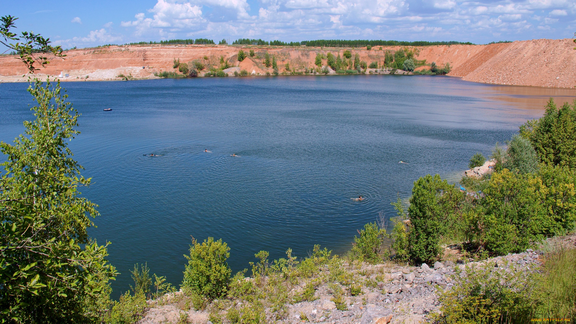 природа, реки, озера, карьер, озеро