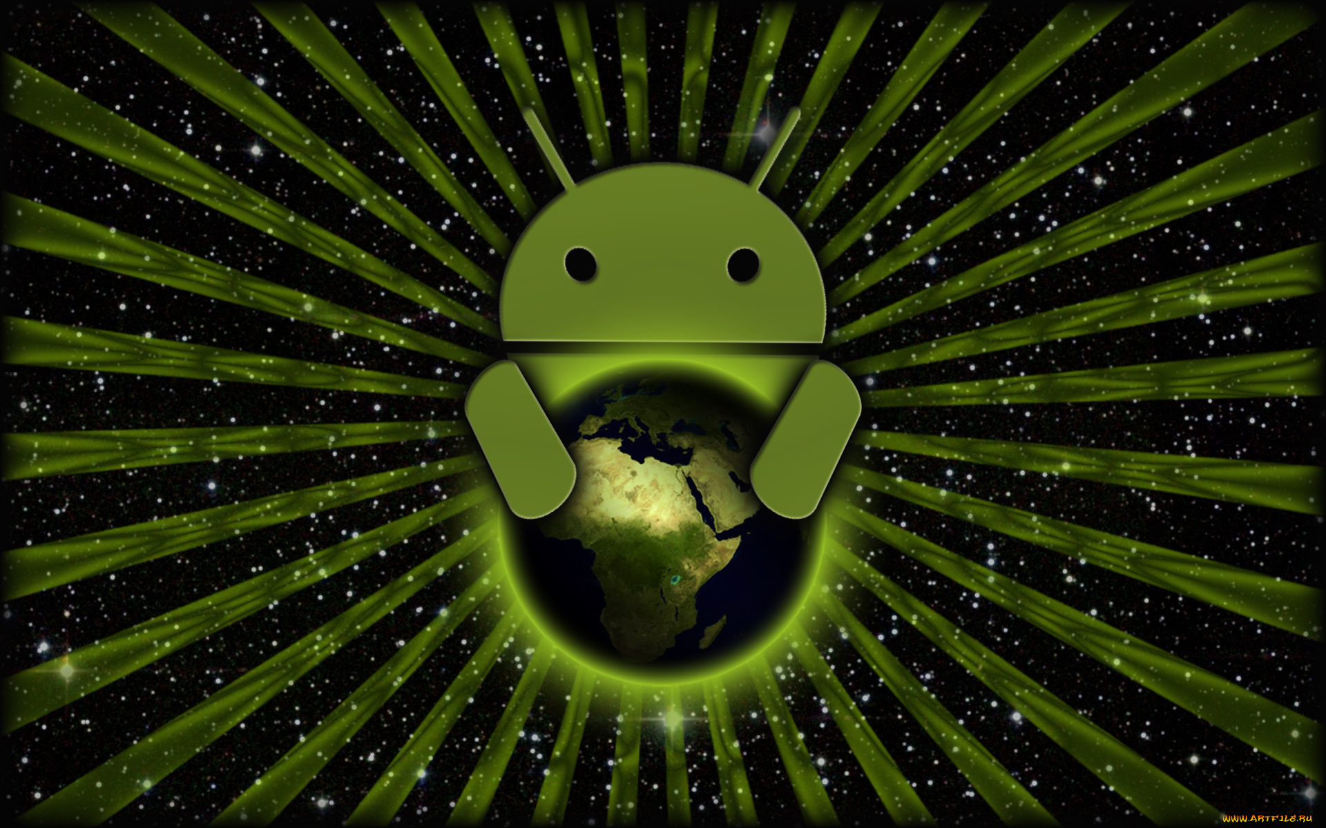 компьютеры, android, логотип, зеленый, лучи