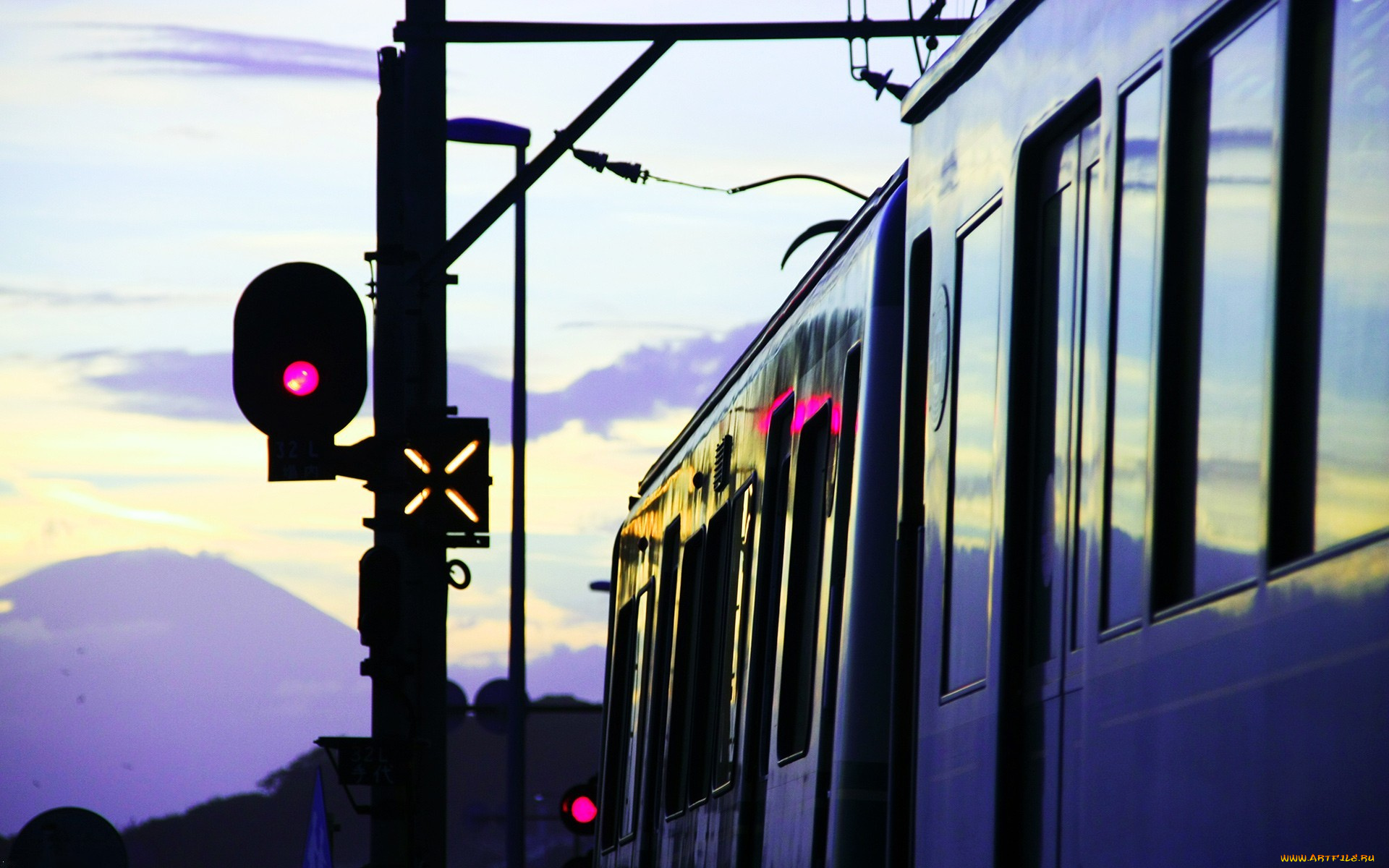 разное, транспортные, средства, магистрали, вечер, электричка