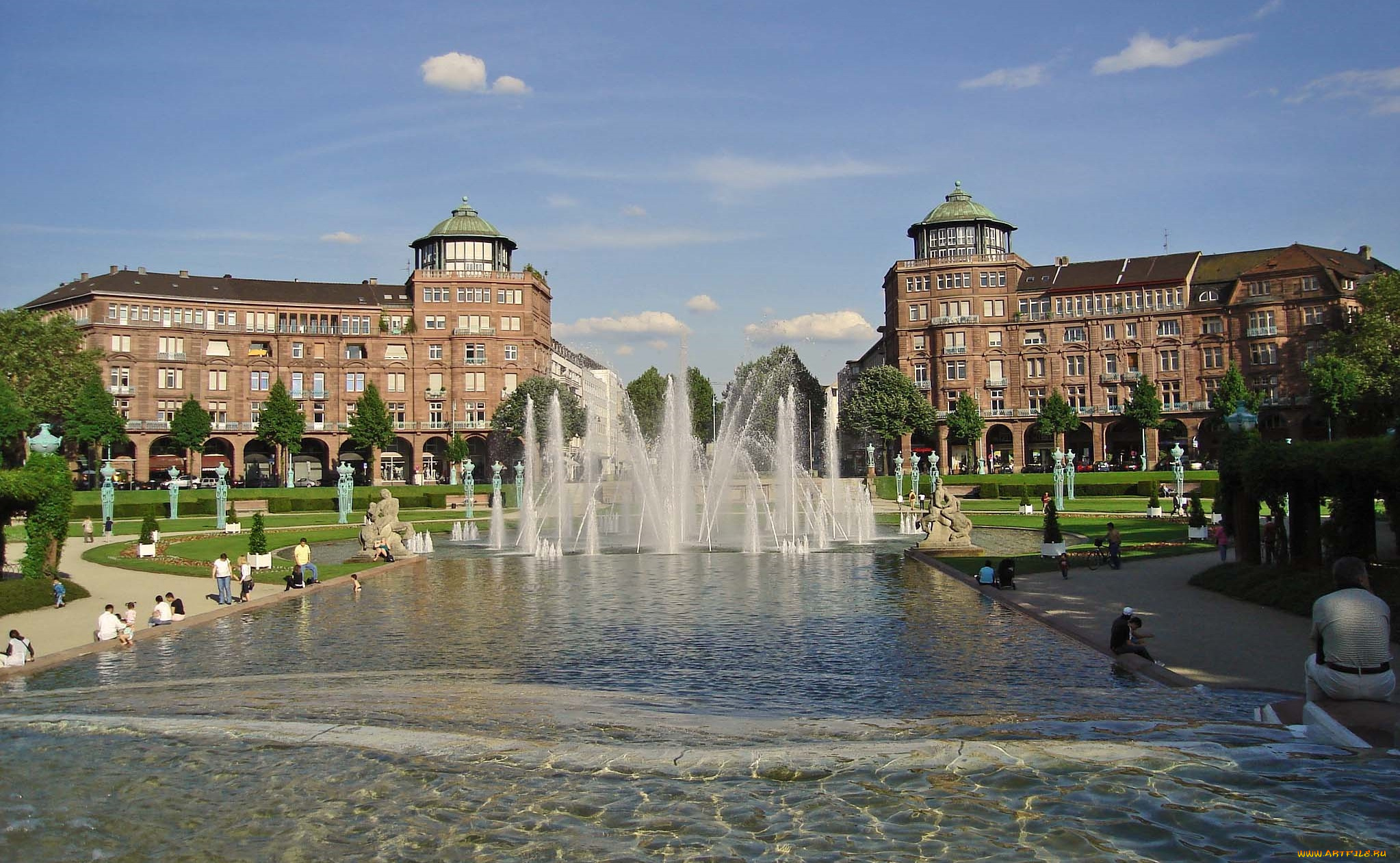 германия, баден, вюртемберг, мангейм, города, дворцы, замки, крепости, парк, дворец, фонтаны