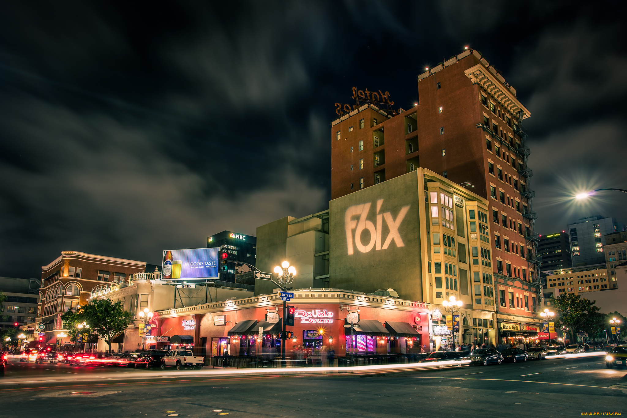 города, сан, диего, сша, здание, ночь