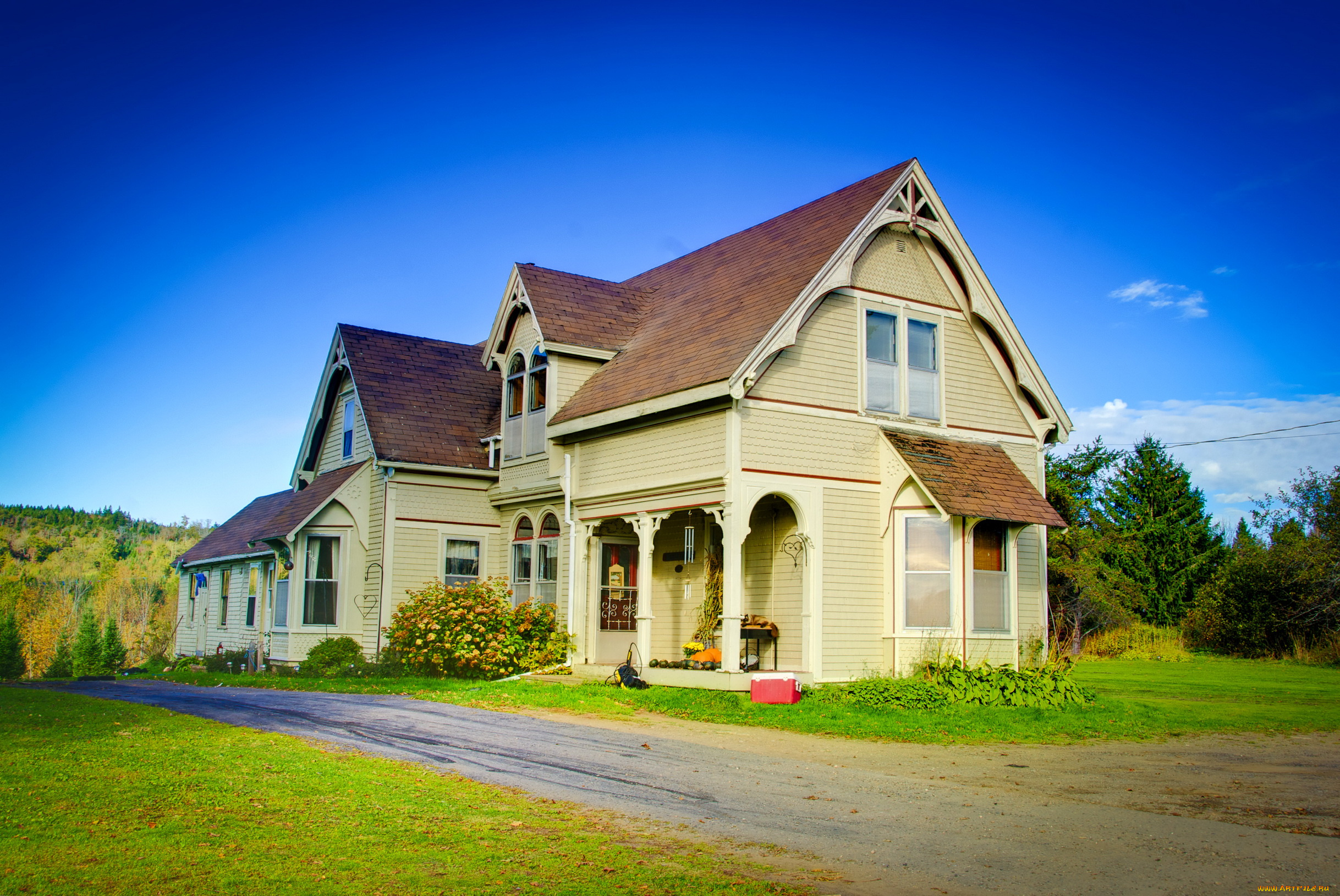 канада, луненберг, города, здания, дома, улица, деревья