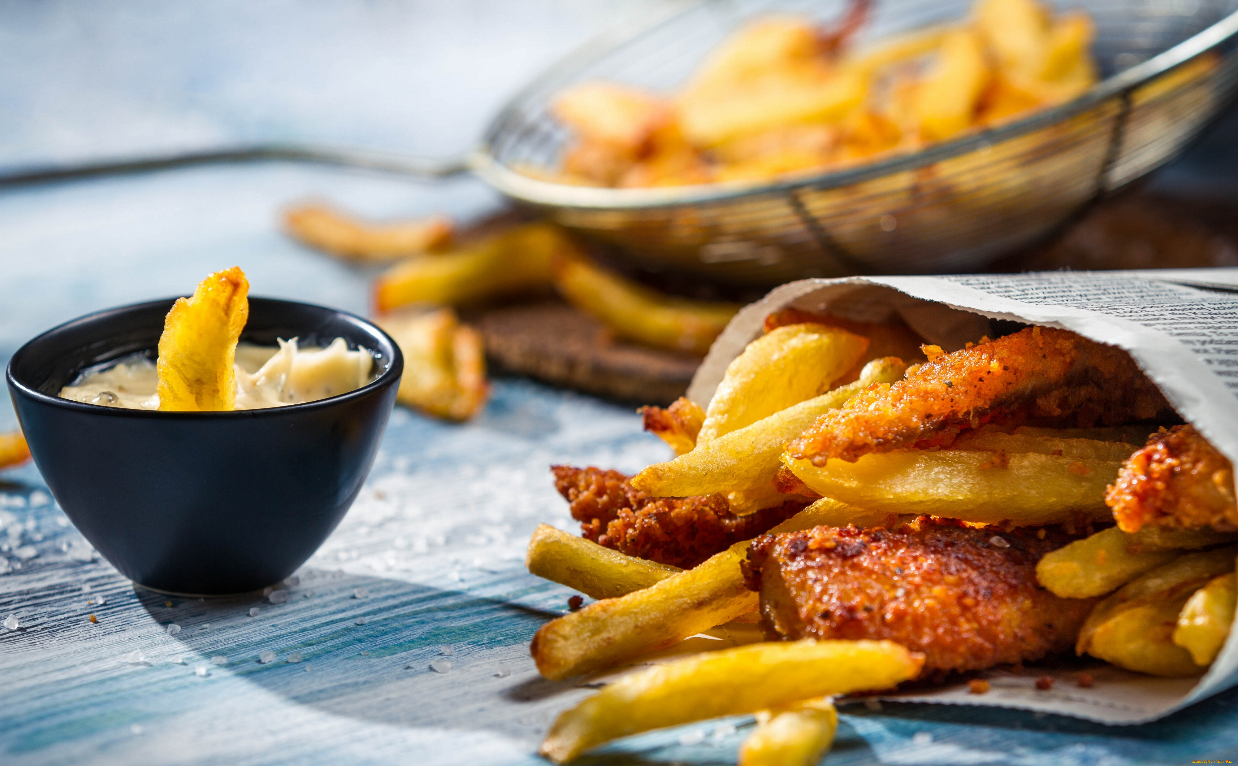 еда, вторые, блюда, соус, фри, картофель, рыба