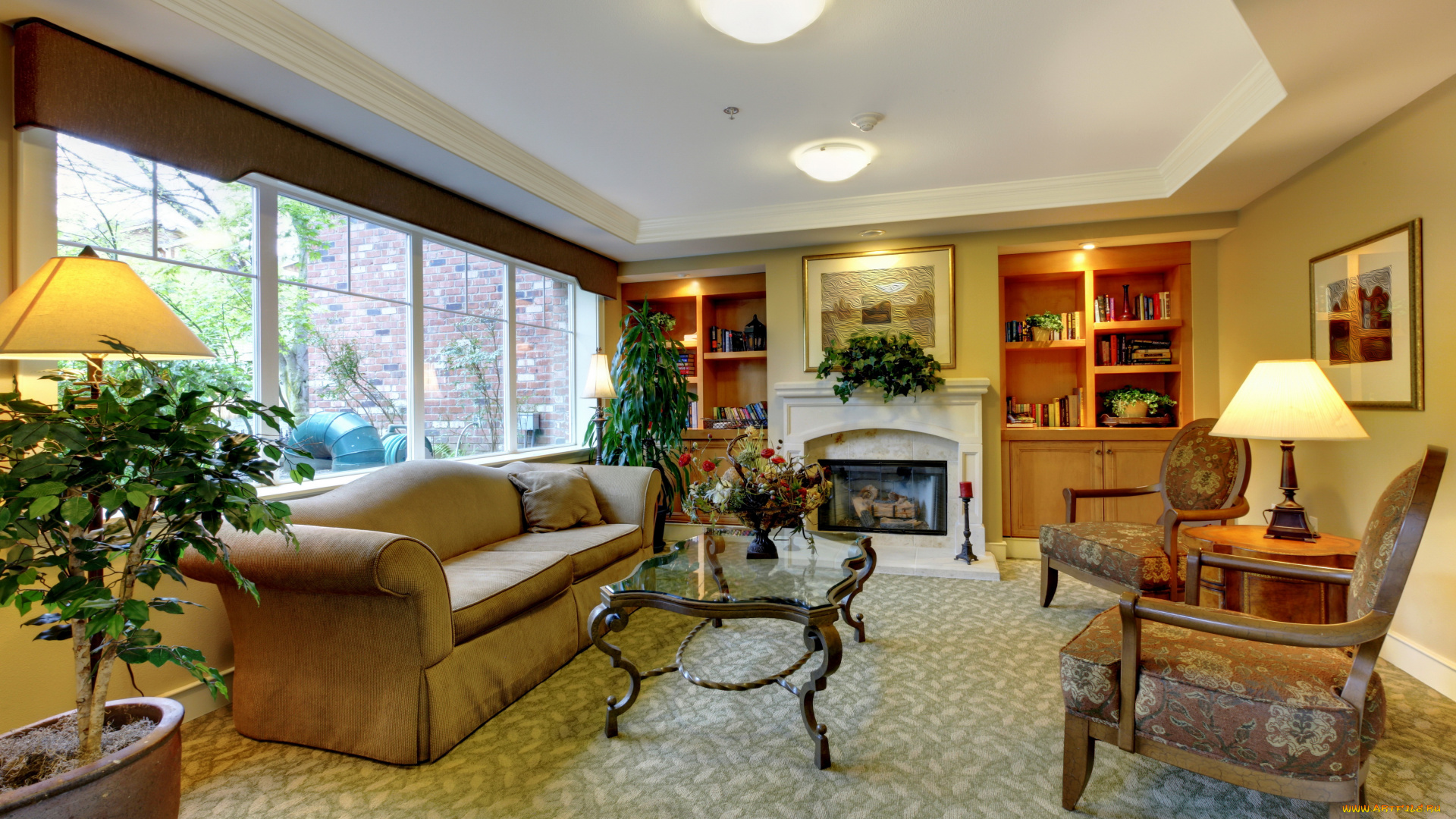 интерьер, гостиная, дизайн, стол, стулья, диван