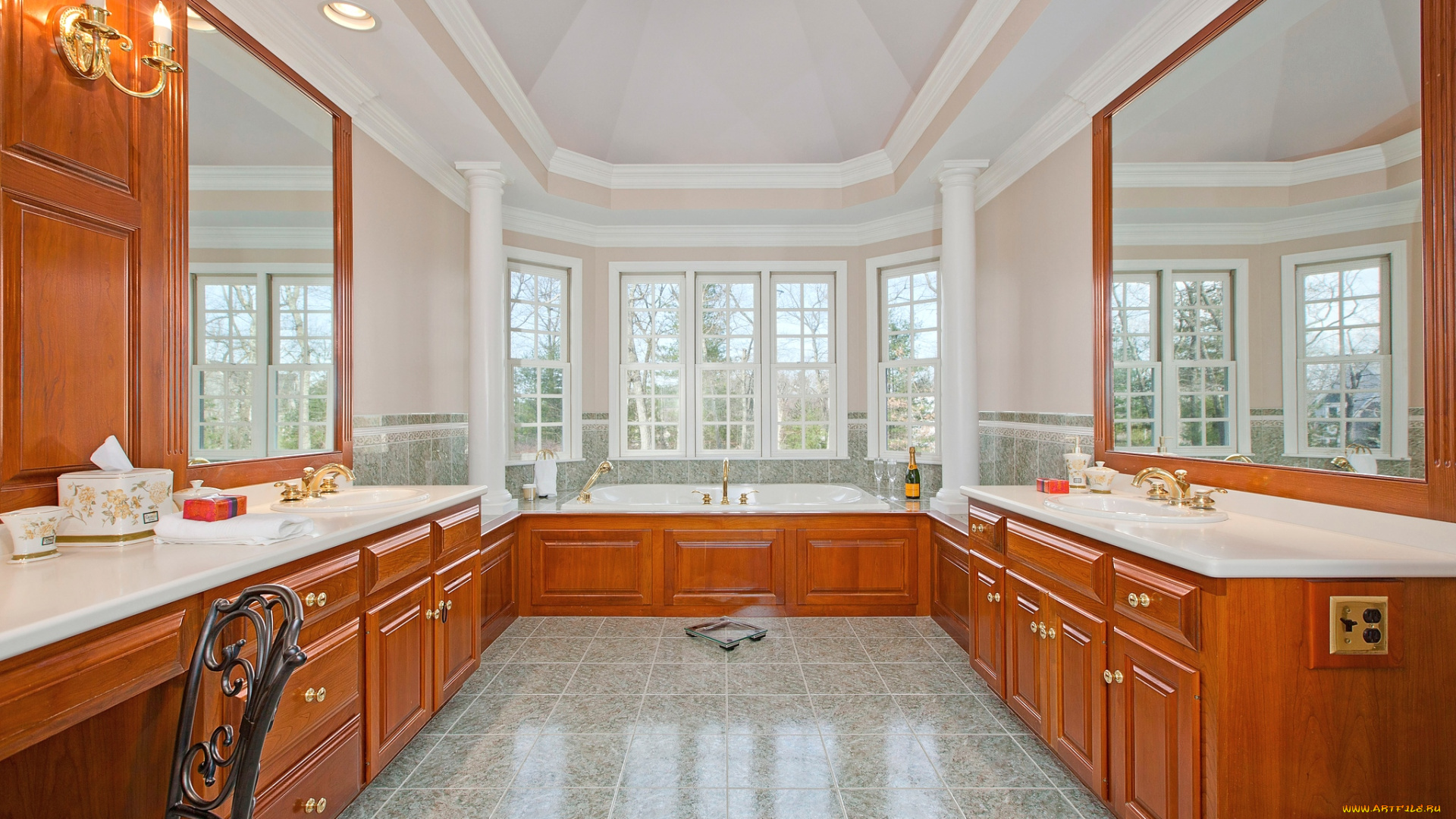 интерьер, ванная, и, туалетная, комнаты, ванна