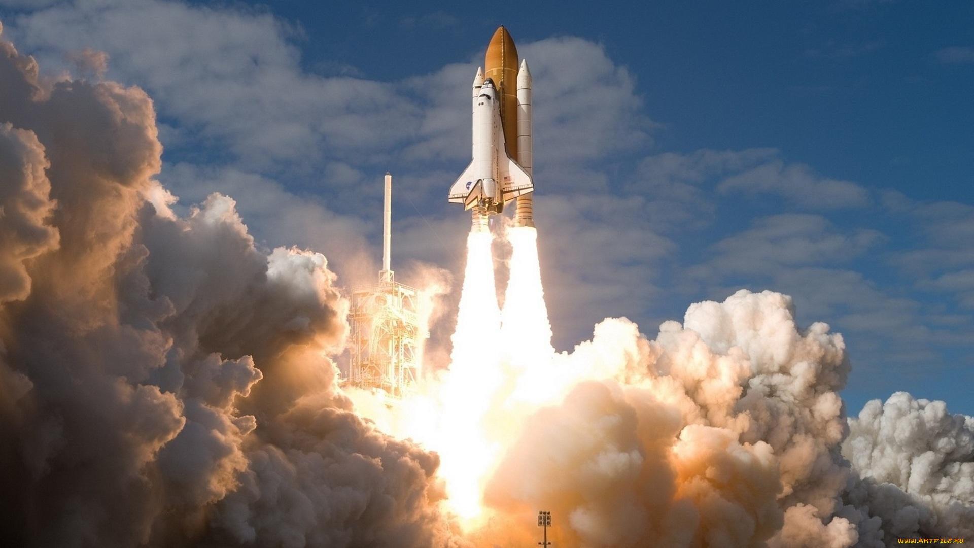 космос, космические, корабли, , космические, станции, ракета, облака, небо, взлет, огонь, старт, атлантис