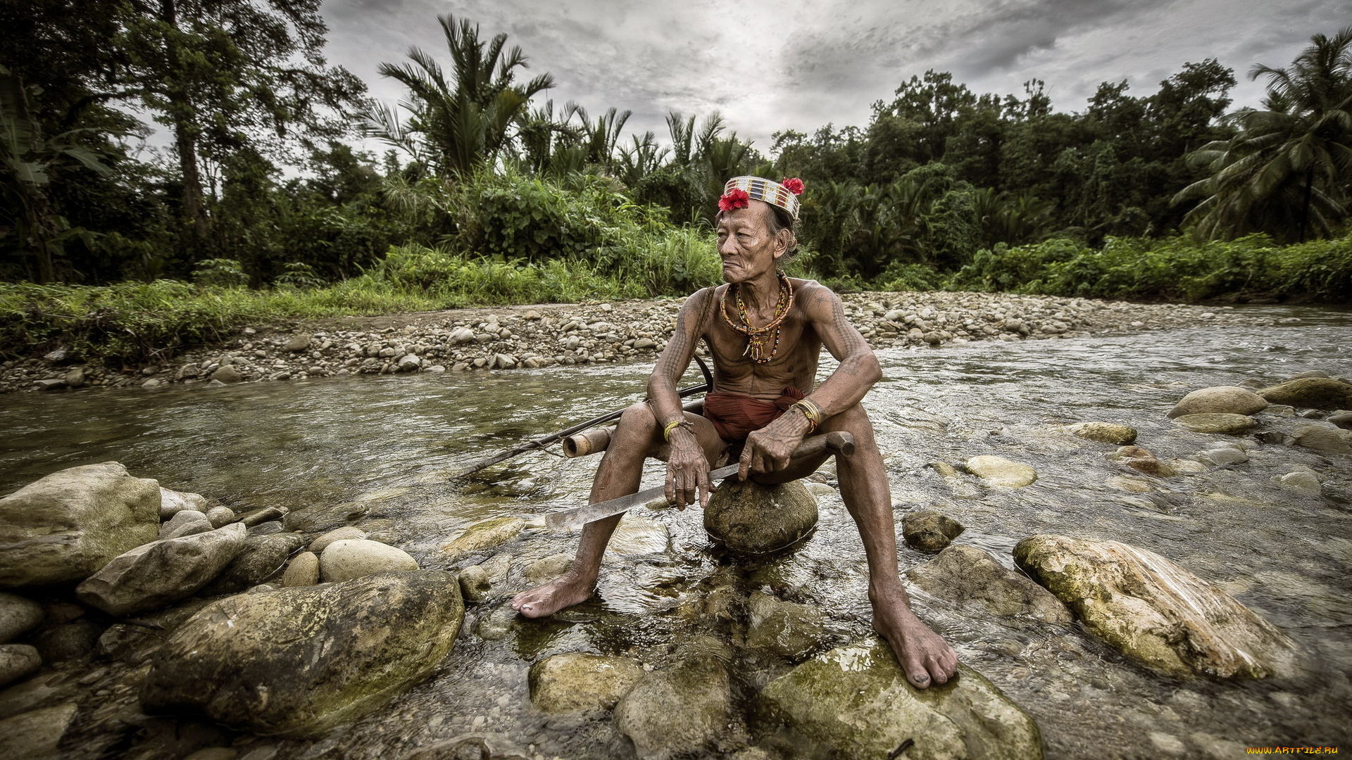 разное, люди, камни, река