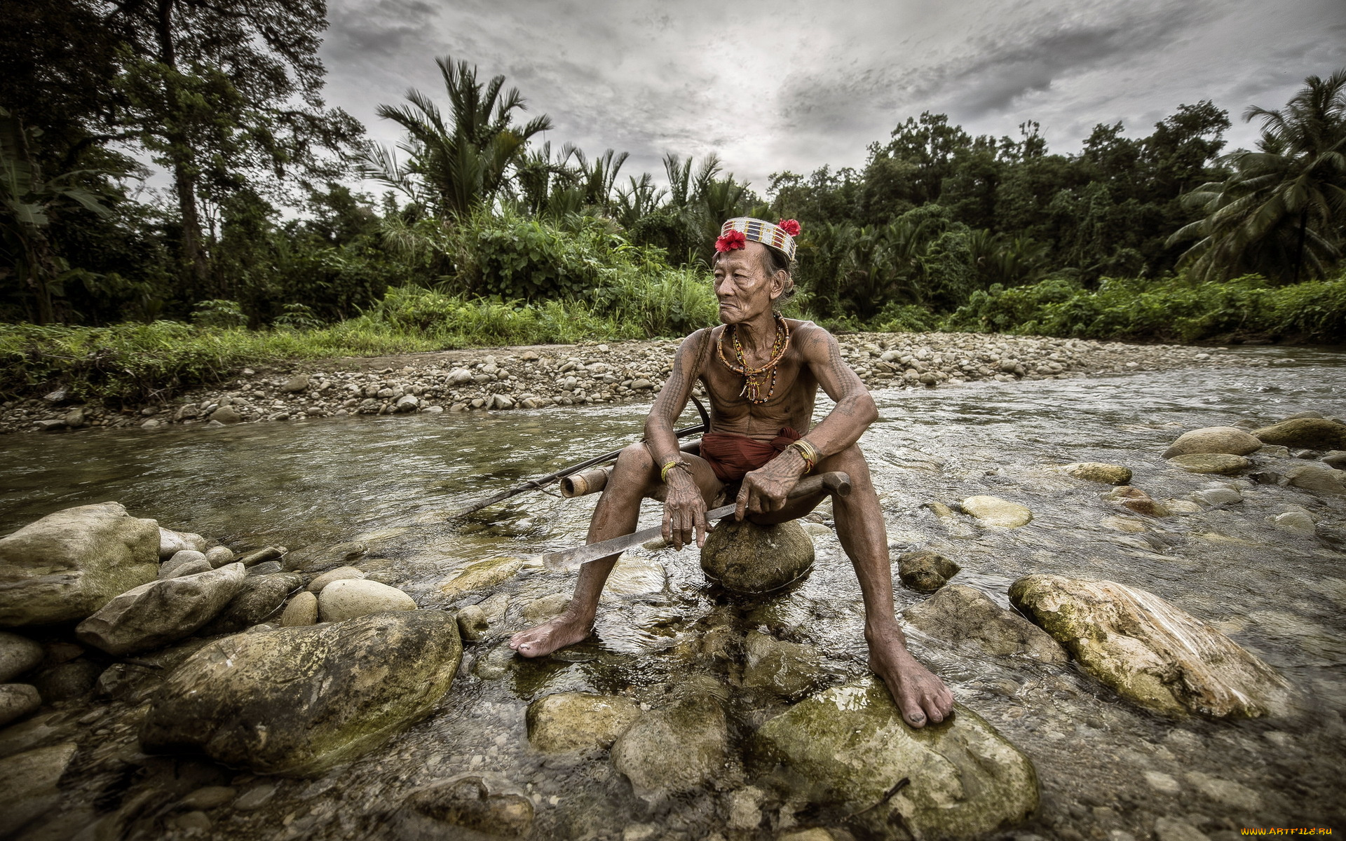 разное, люди, камни, река