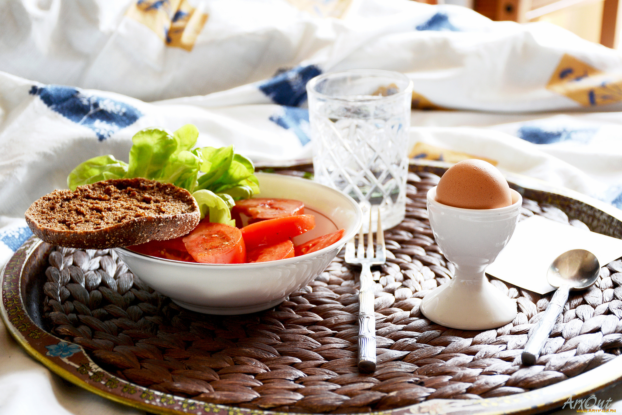 еда, разное, завтрак, салат, хлеб, яйцо