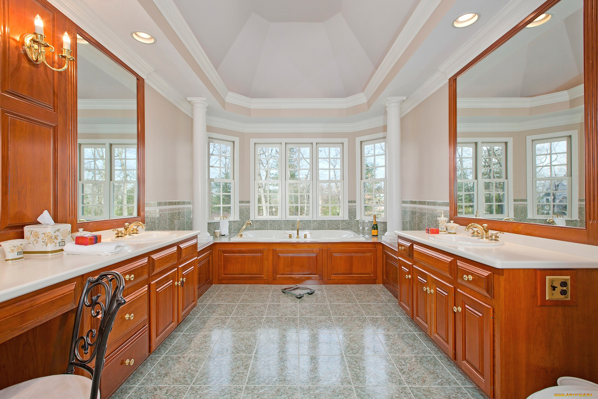 интерьер, ванная, и, туалетная, комнаты, ванна