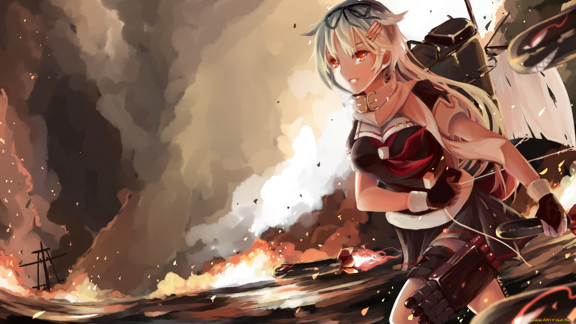 аниме, kantai, collection, kancolle, yurix, yuudachi, kantai, collection, девушка, арт