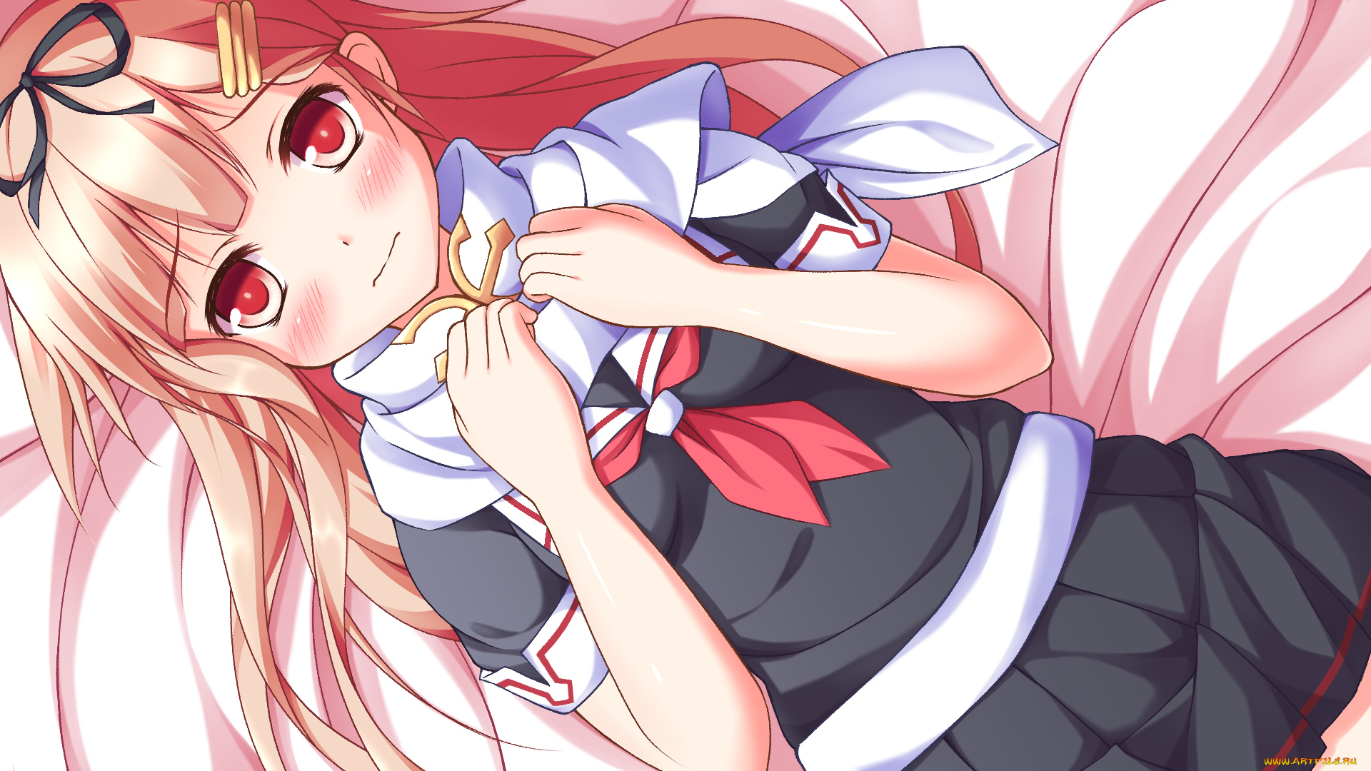 аниме, kantai, collection, kantai, collection, yuudachi, kancolle, tagme, artist, арт, девочка, взгляд