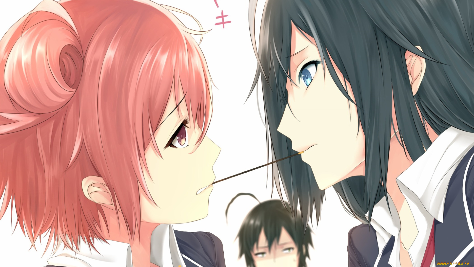 аниме, oreimo, парень, палочки, девушки, арт