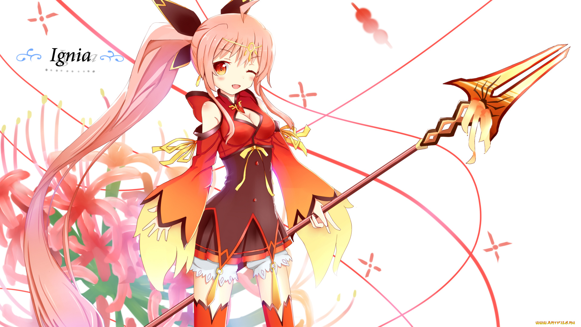 аниме, оружие, , техника, , технологии, ignia, elsword, копьё, арт, девочка, tagme, artist