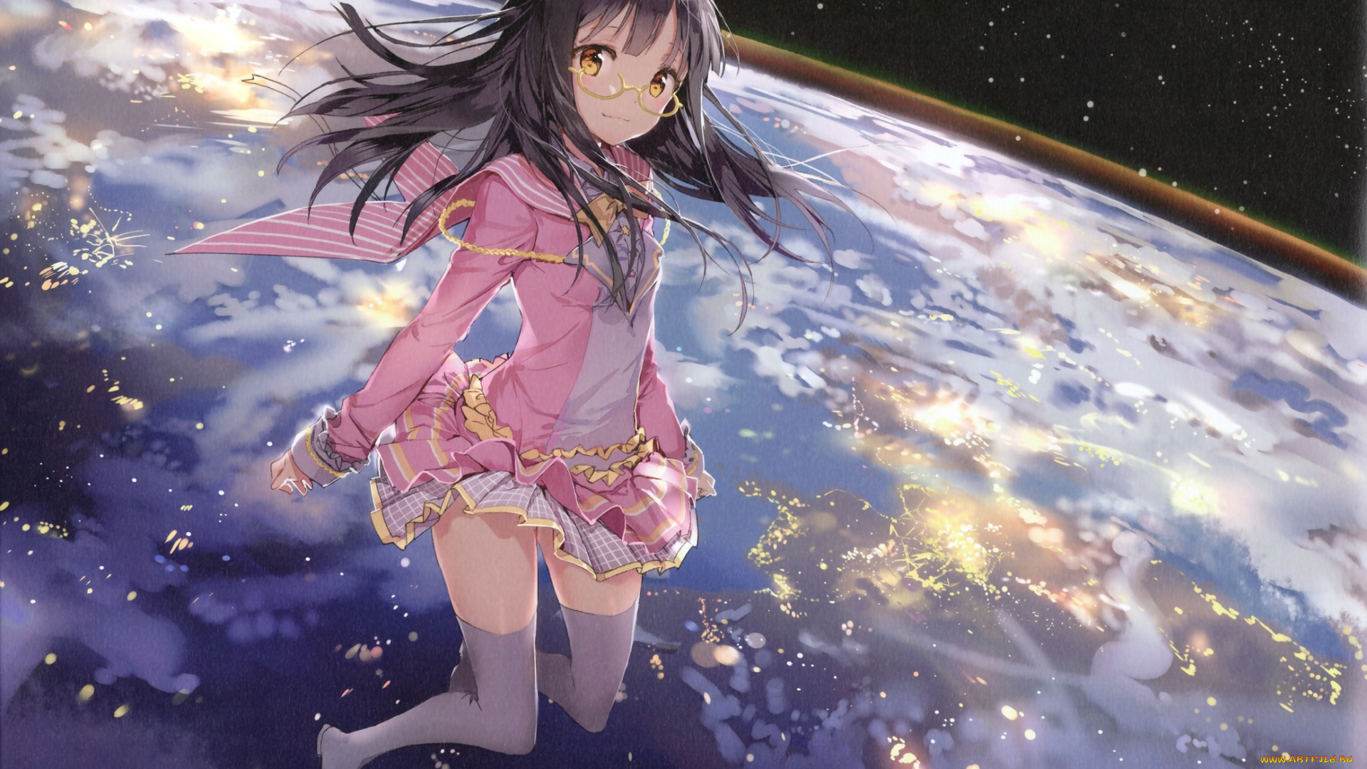 аниме, unknown, , другое, космос, девочка, арт, anmi