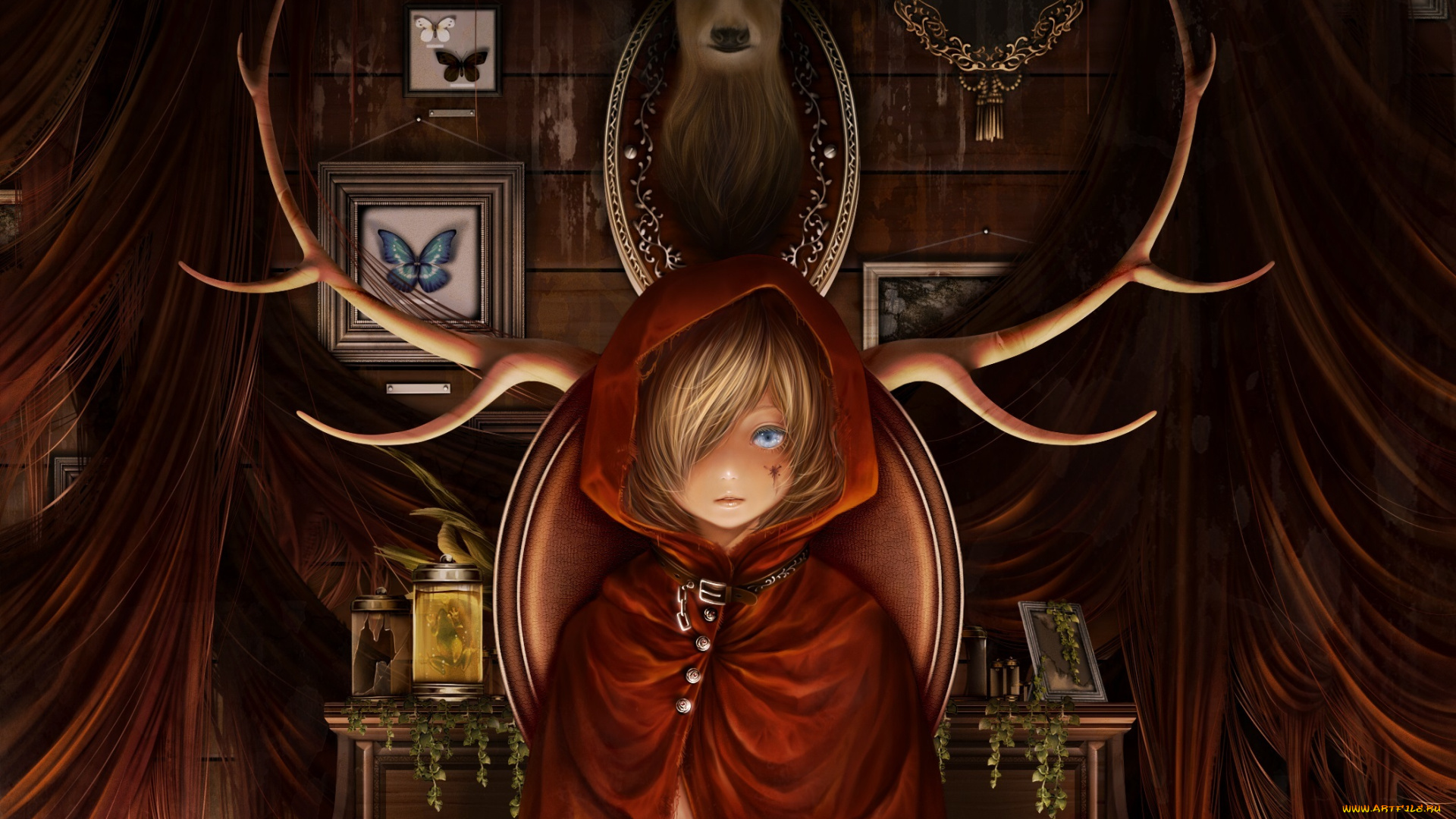 аниме, unknown, , другое, рога, девочка, арт