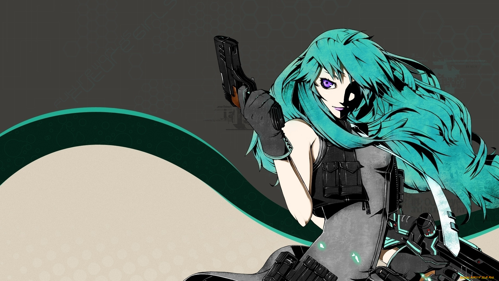 аниме, vocaloid, оружие, hatsune, miku, art