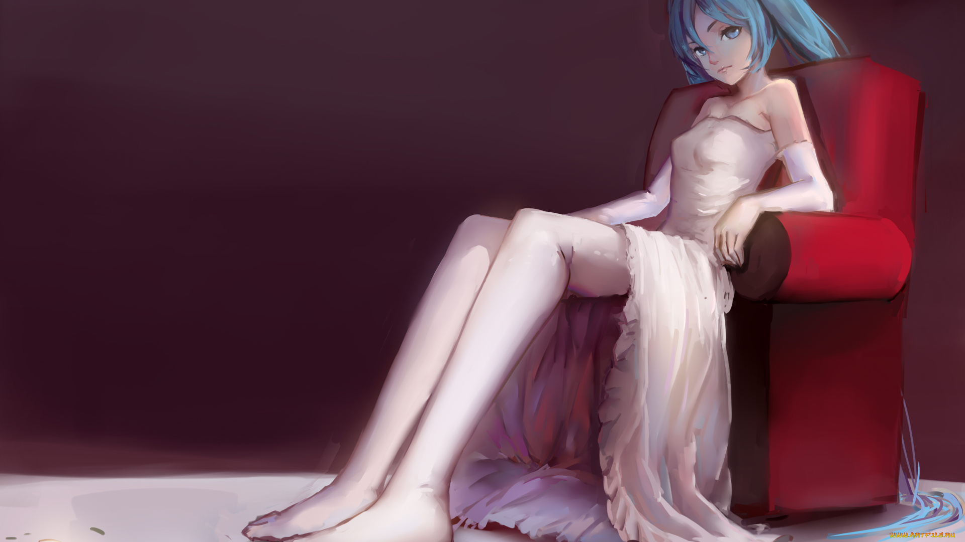 аниме, vocaloid, взгляд, арт, sishenfan, hatsune, miku, сидит, девушка, лепестки, цветок, роза